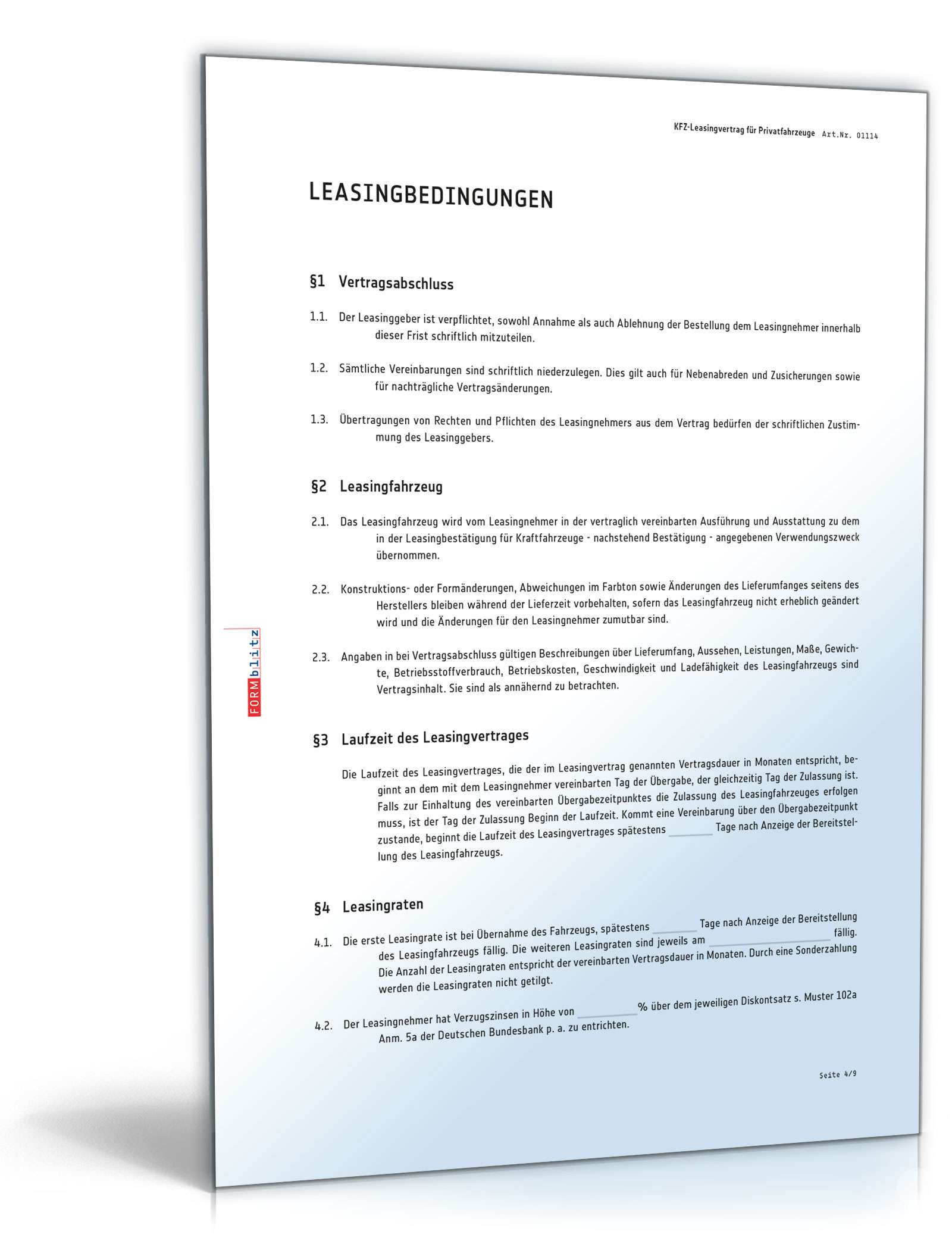 Kfz-Leasingvertrag Privatfahrzeuge PDF. Seite: 4