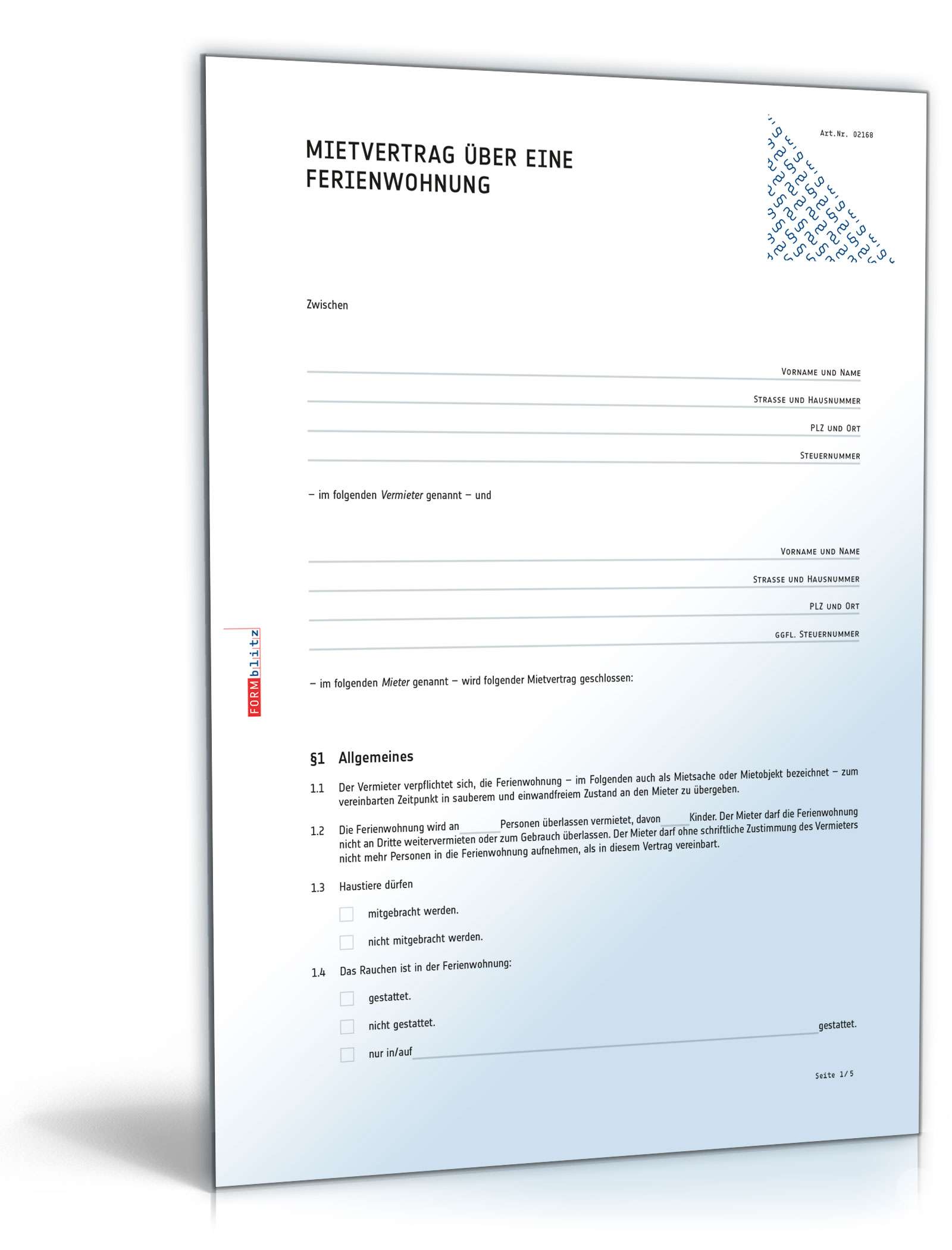 Mietvertrag Ferienwohnung PDF
