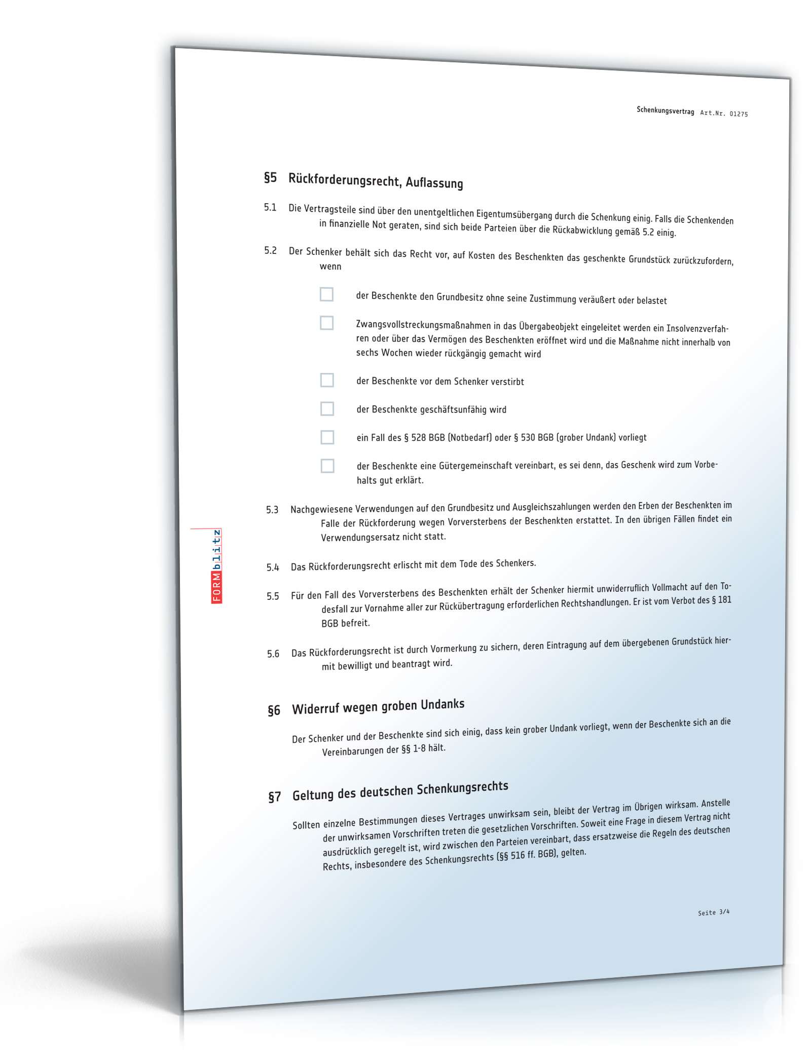 Schenkungsvertrag Haus PDF. Seite: 3