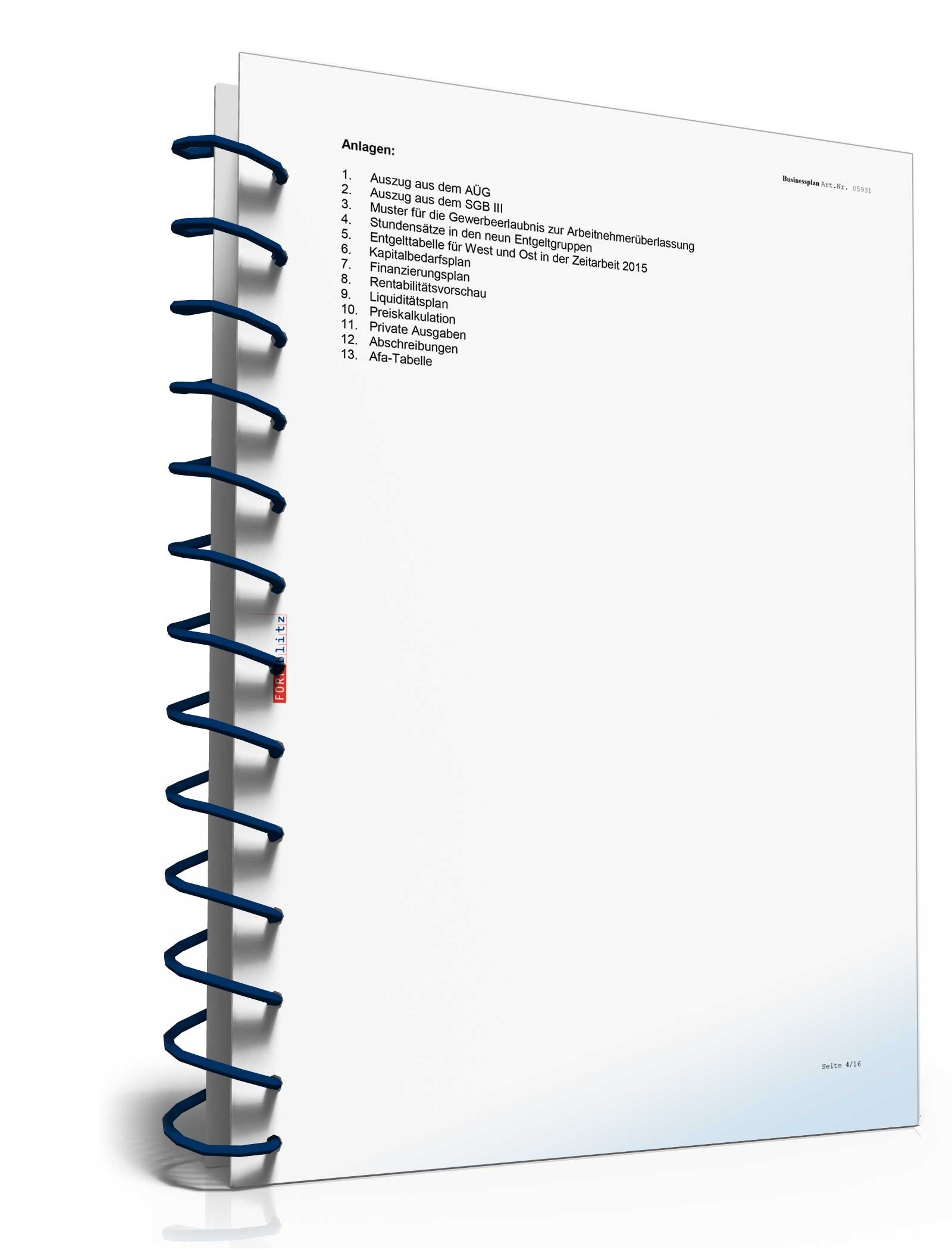 Businessplan Zeitarbeitsfirma Excel. Seite: 13