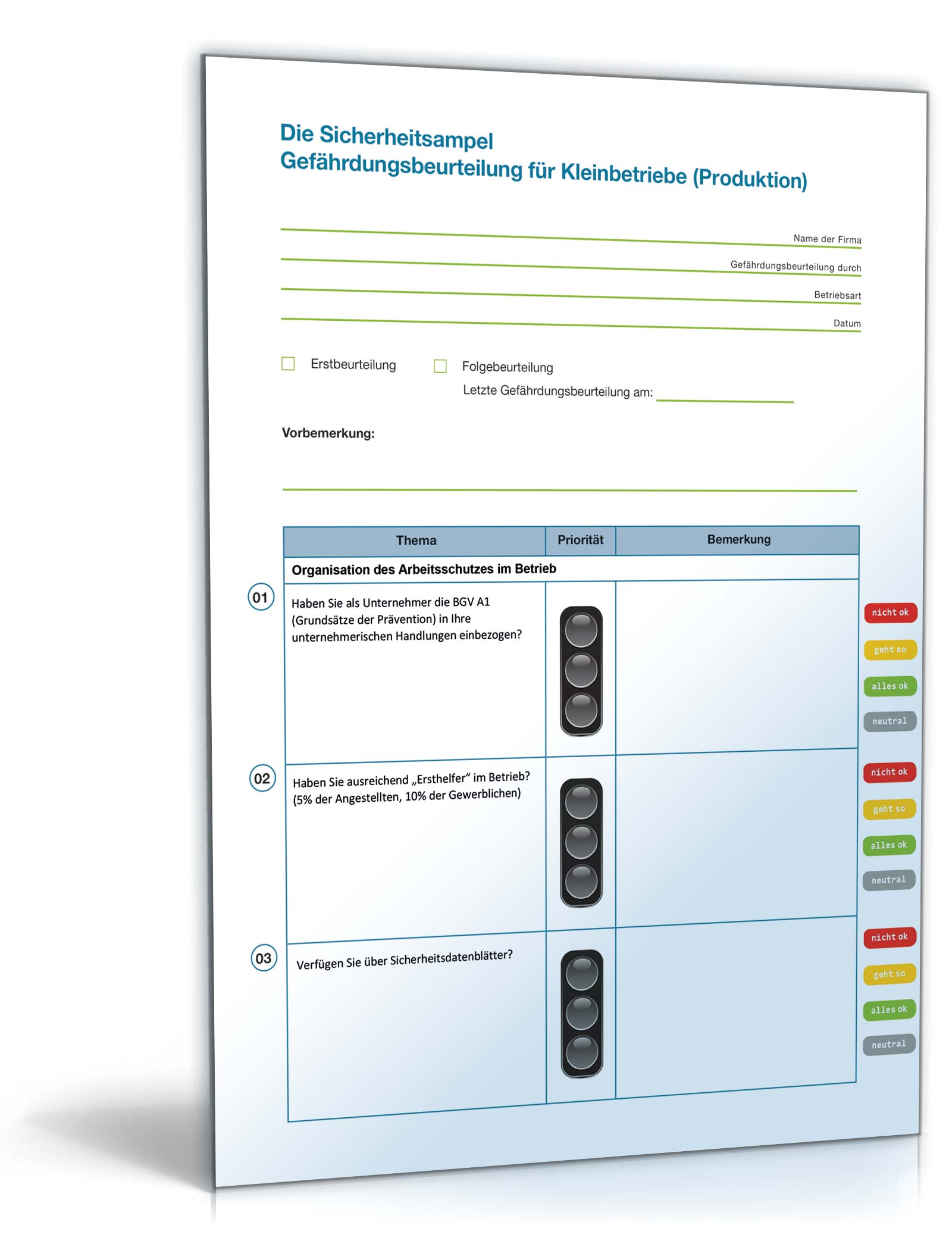 Gefährdungsbeurteilung Kleinbetriebe Produktion PDF