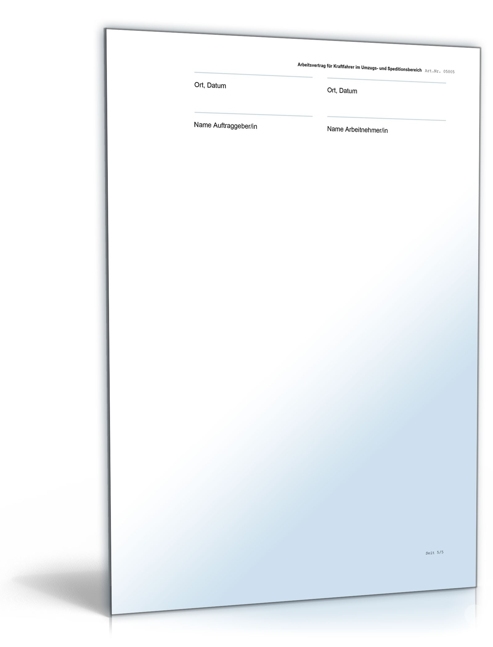 Arbeitsvertrag Kraftfahrer  Word. Seite: 5