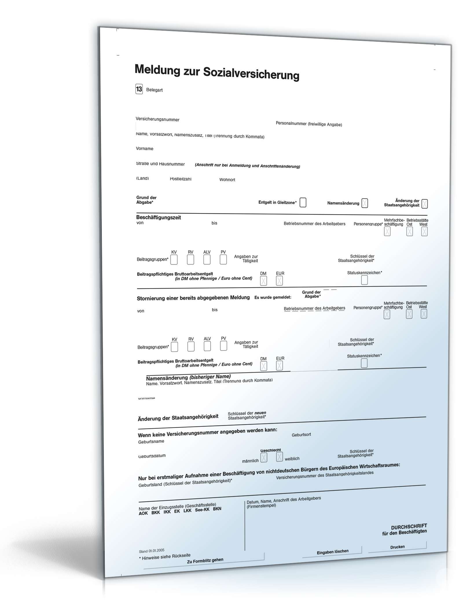 Meldung zur Sozialversicherung für Minijobs PDF. Seite: 2