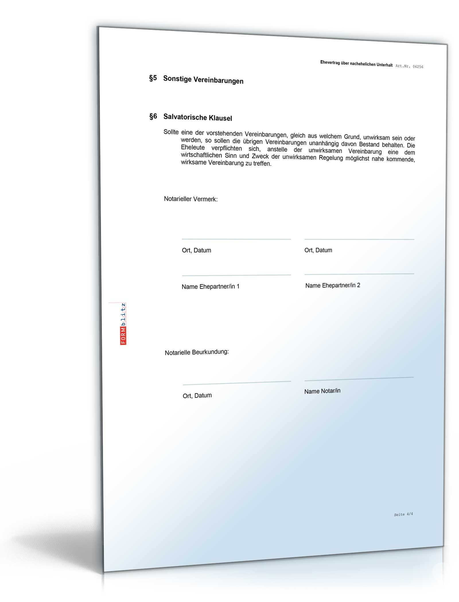 Ehevertrag nachehelicher Unterhalt inkl. Ratgeber Excel. Seite: 4