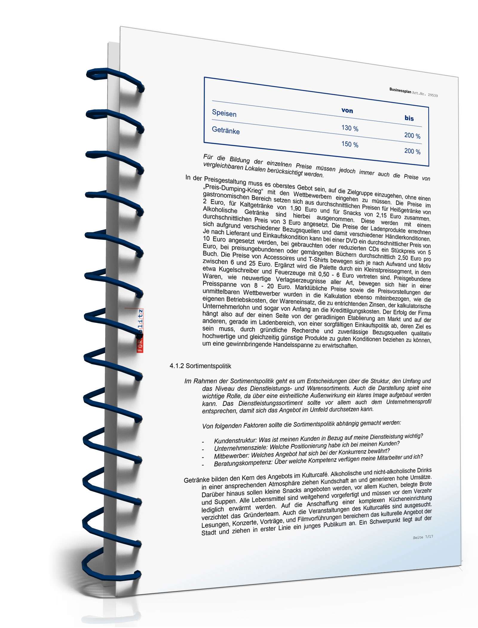 Businessplan Kulturcafé Excel. Seite: 12