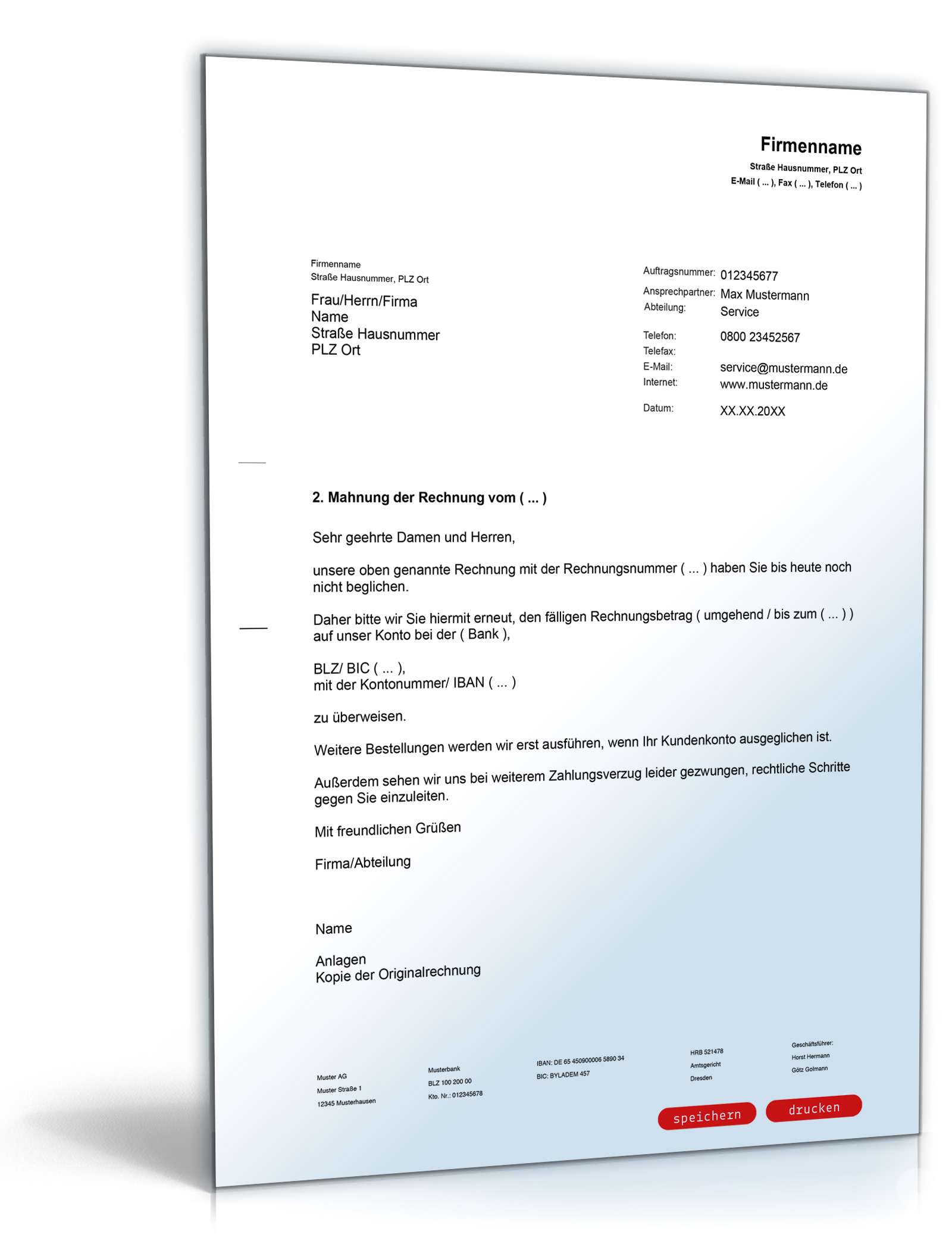 2. Mahnung mit Androhung von Lieferstopp PDF