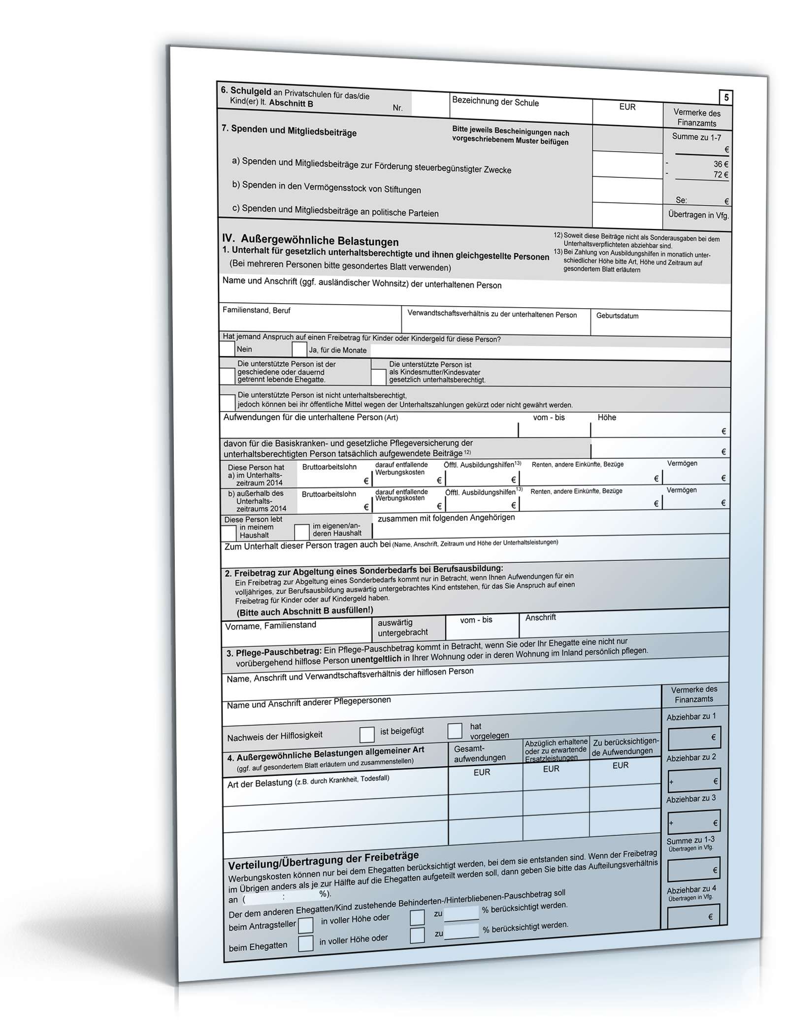 Antrag auf Lohnsteuer-Ermäßigung 2014 PDF. Seite: 5