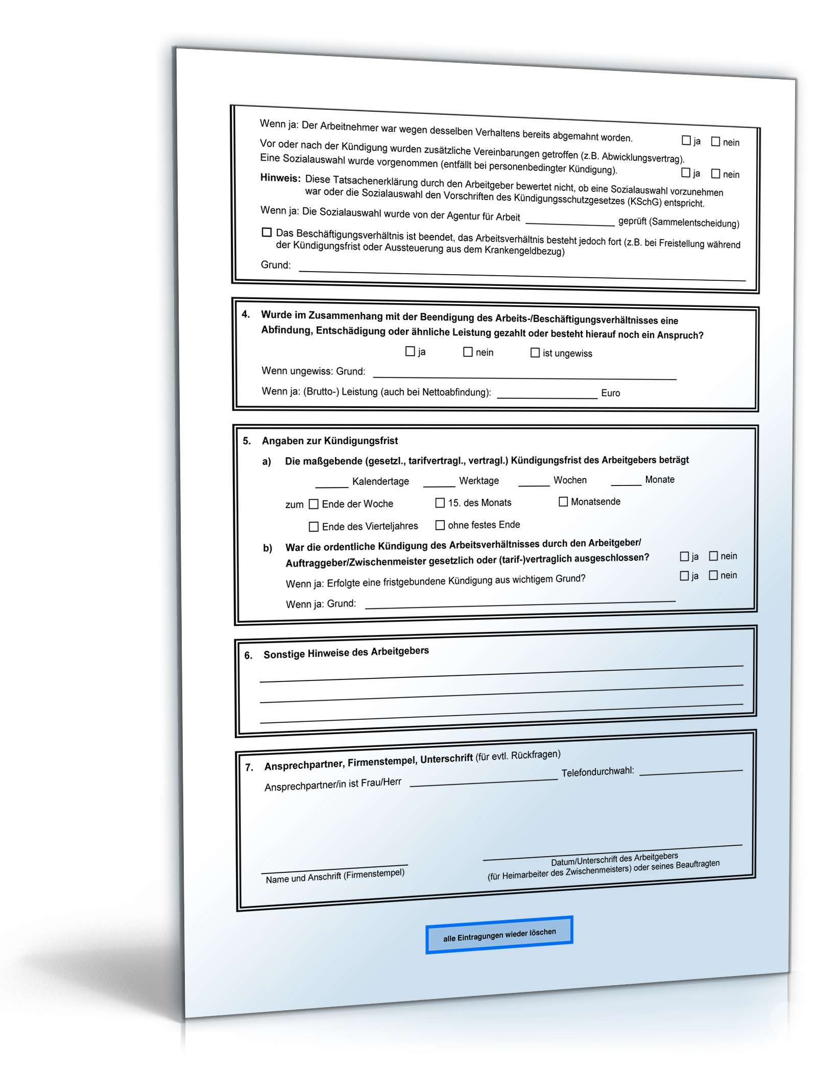 Arbeitsbescheinigung für den Antrag auf Bürgergeld PDF. Seite: 2