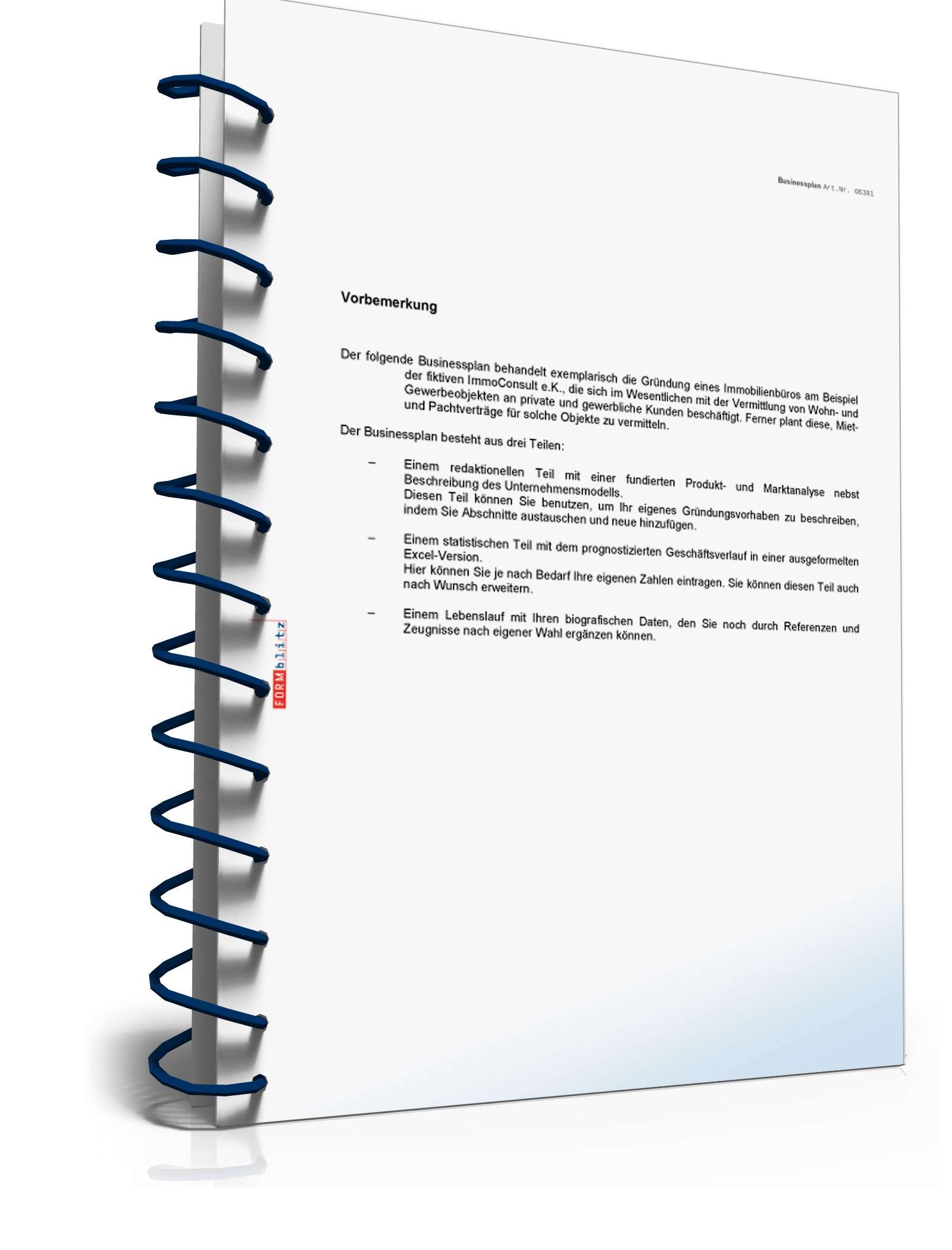 Businessplan Immobilienmaklerbüro Excel. Seite: 3