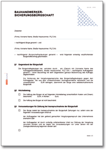 Bauhandwerkersicherungsbürgschaft Word