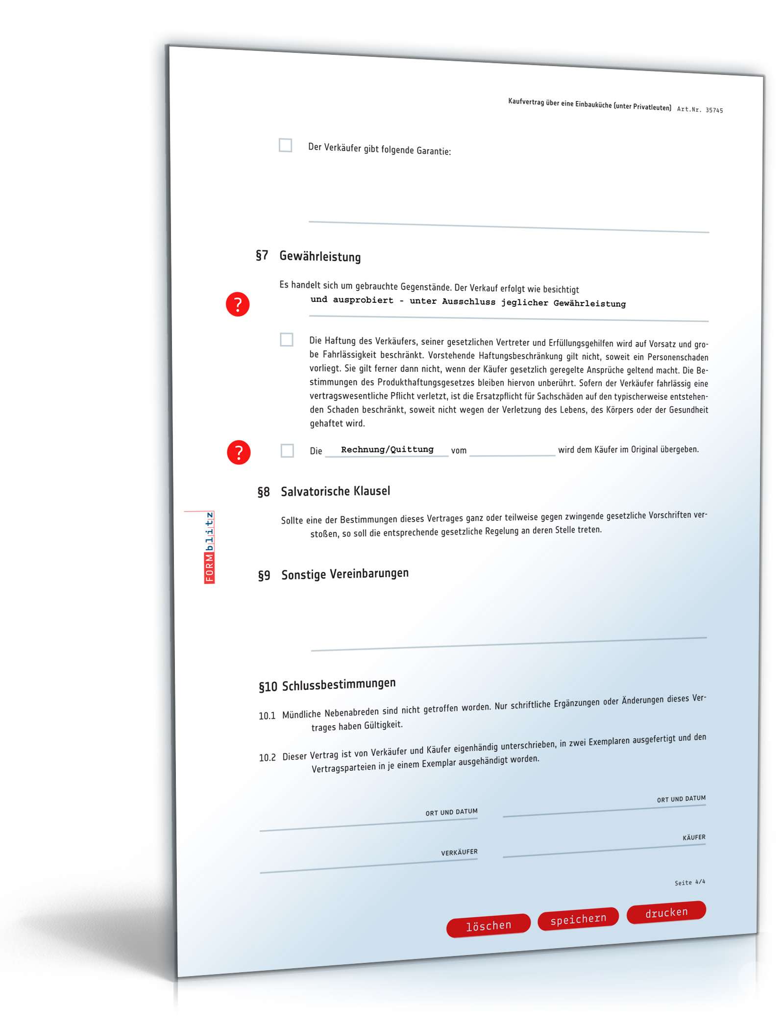 Kaufvertrag Küche PDF. Seite: 4
