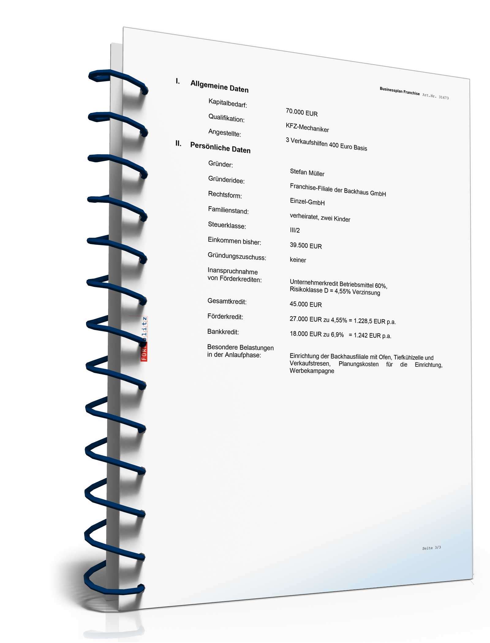 Businessplan Franchise (allgemein) Excel. Seite: 8