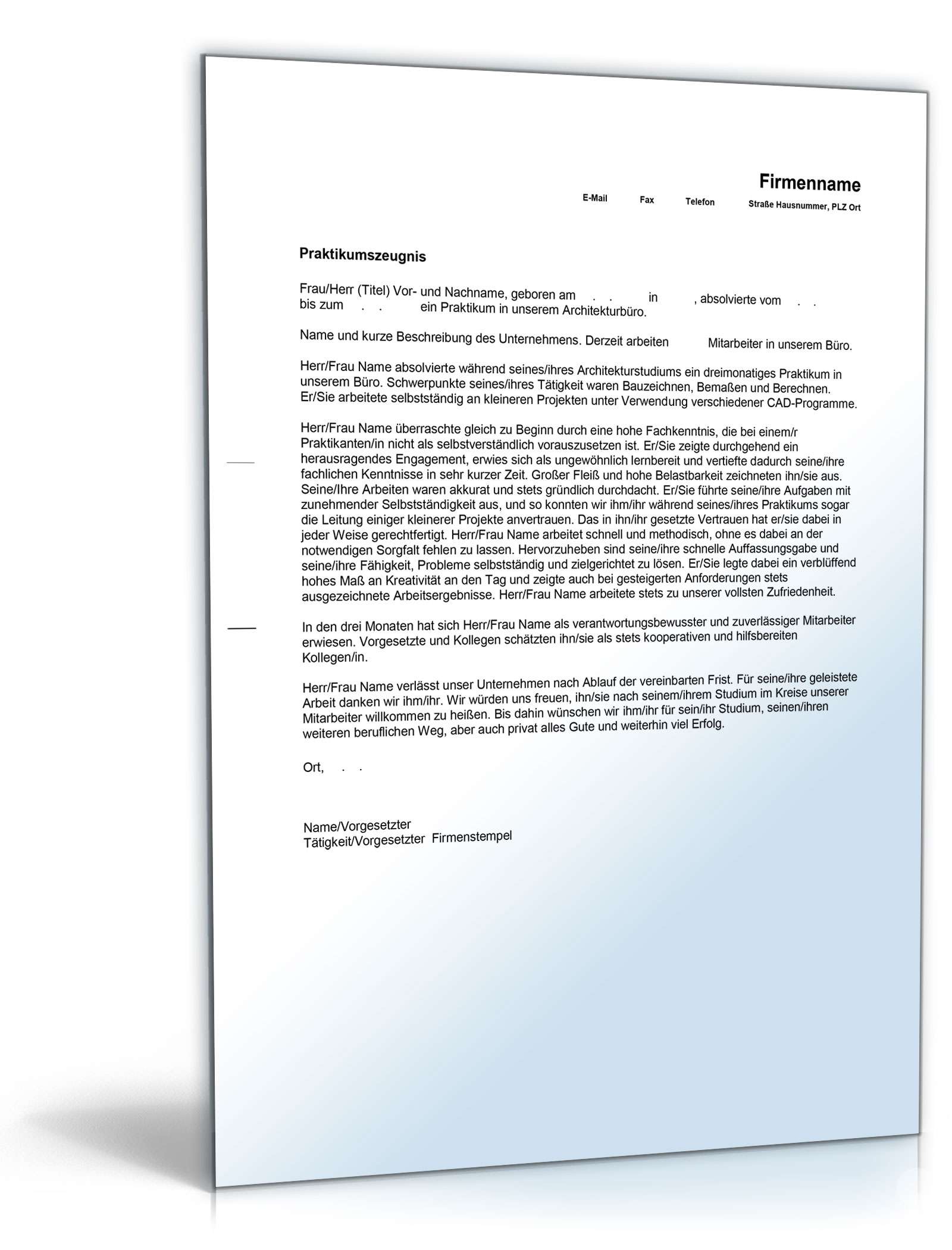 Praktikumszeugnis Bauzeichner Excel. Seite: 4