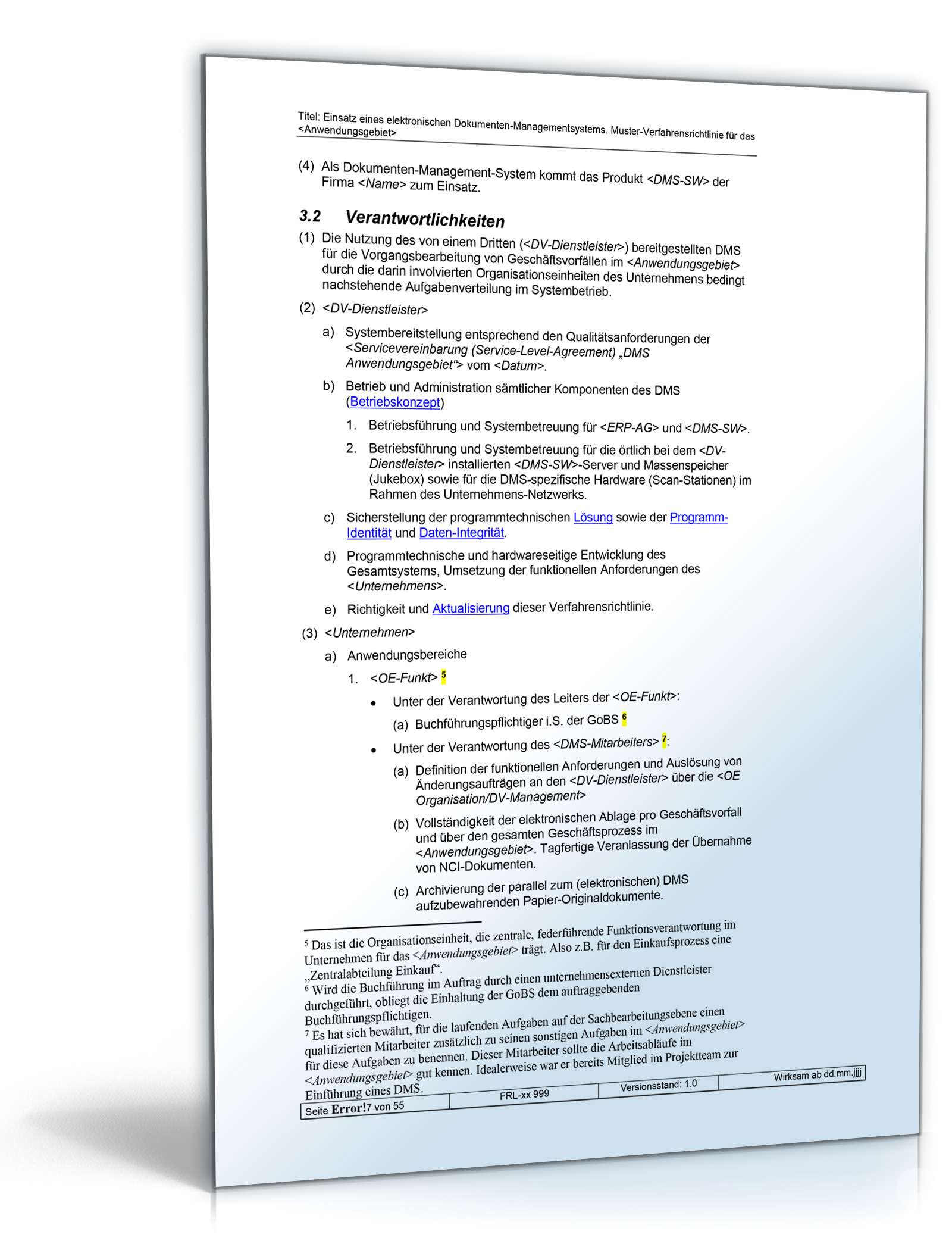 Verfahrensrichtlinie zum Einsatz eines elektronischen Dokumenten-Management-Systems
 Word. Seite: 7