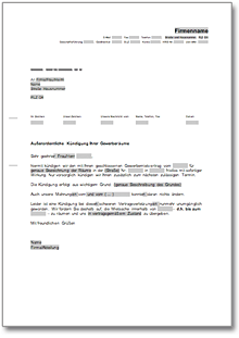 Fristlose Kündigung Gewerbemietvertrag durch Vermieter Word