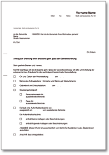 Antrag auf Gewerbeerlaubnis  Word