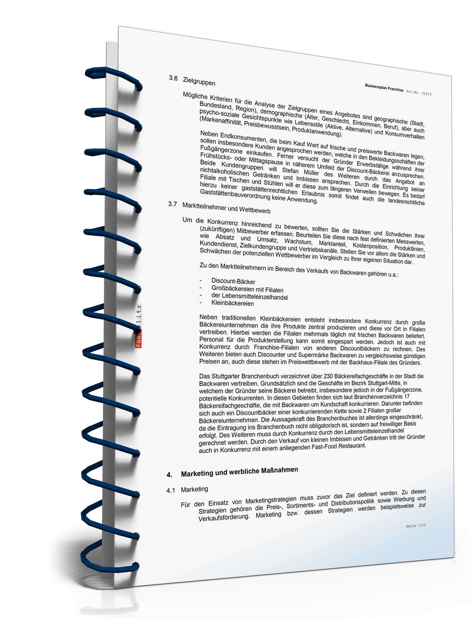 Businessplan Franchise (allgemein) Excel. Seite: 3