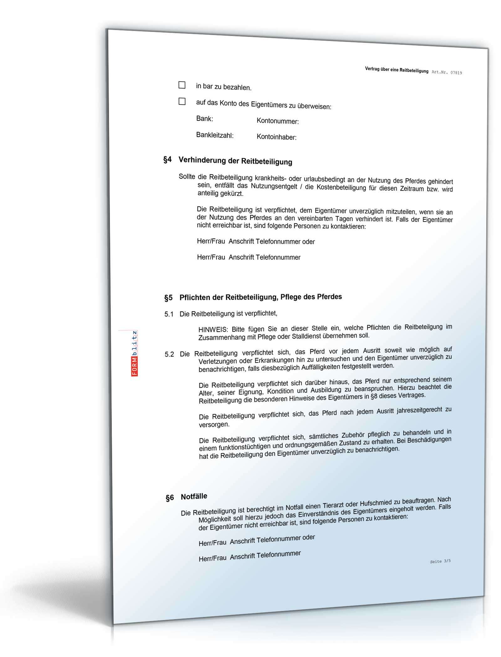 Vorlagen-Paket für Pferdehalter Excel. Seite: 4