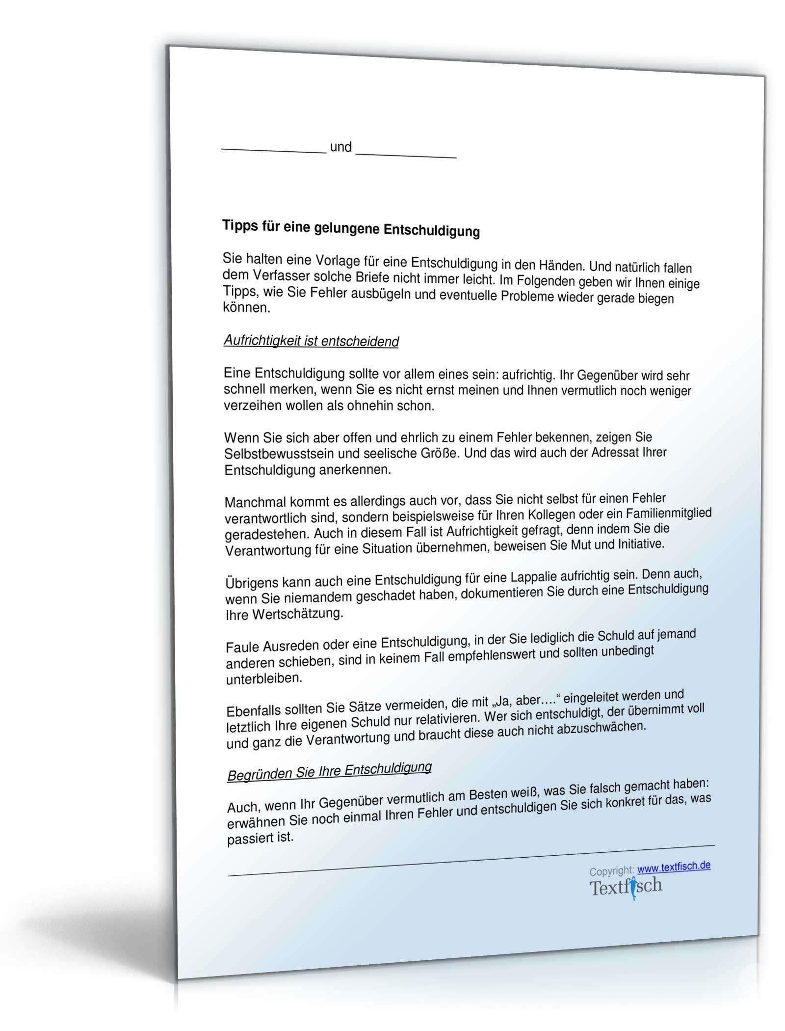 Entschuldigung Verhalten Kind PDF. Seite: 2