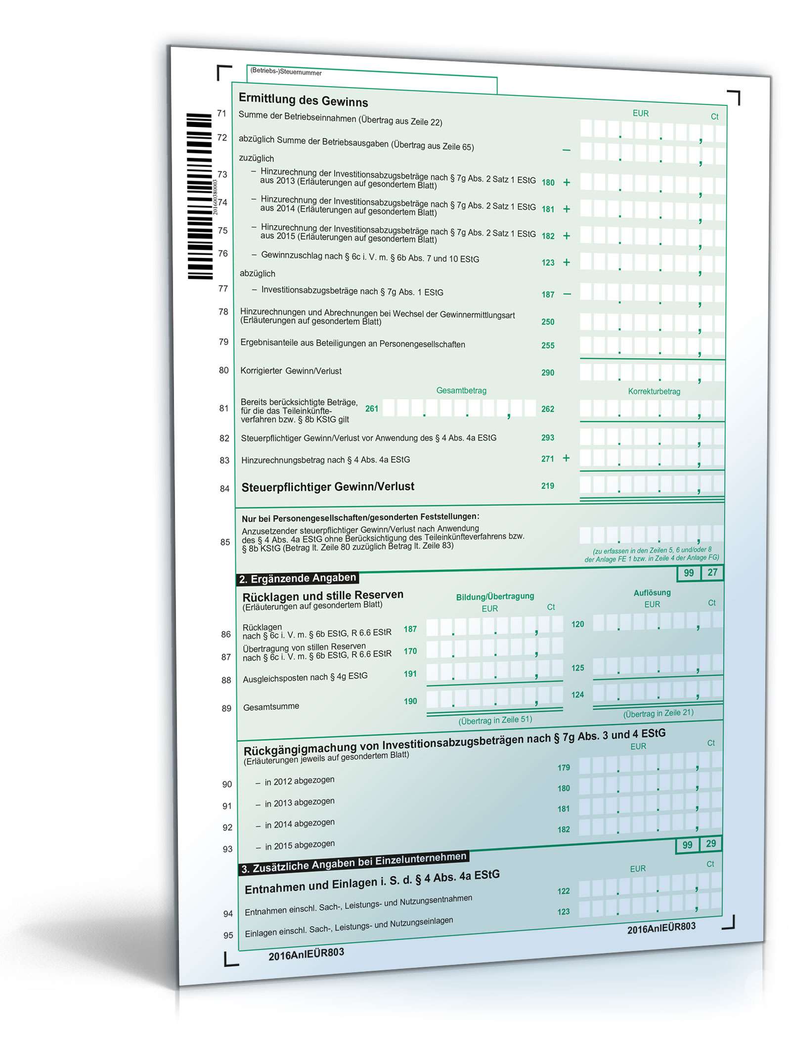 Anlage EÜR 2016 PDF. Seite: 3