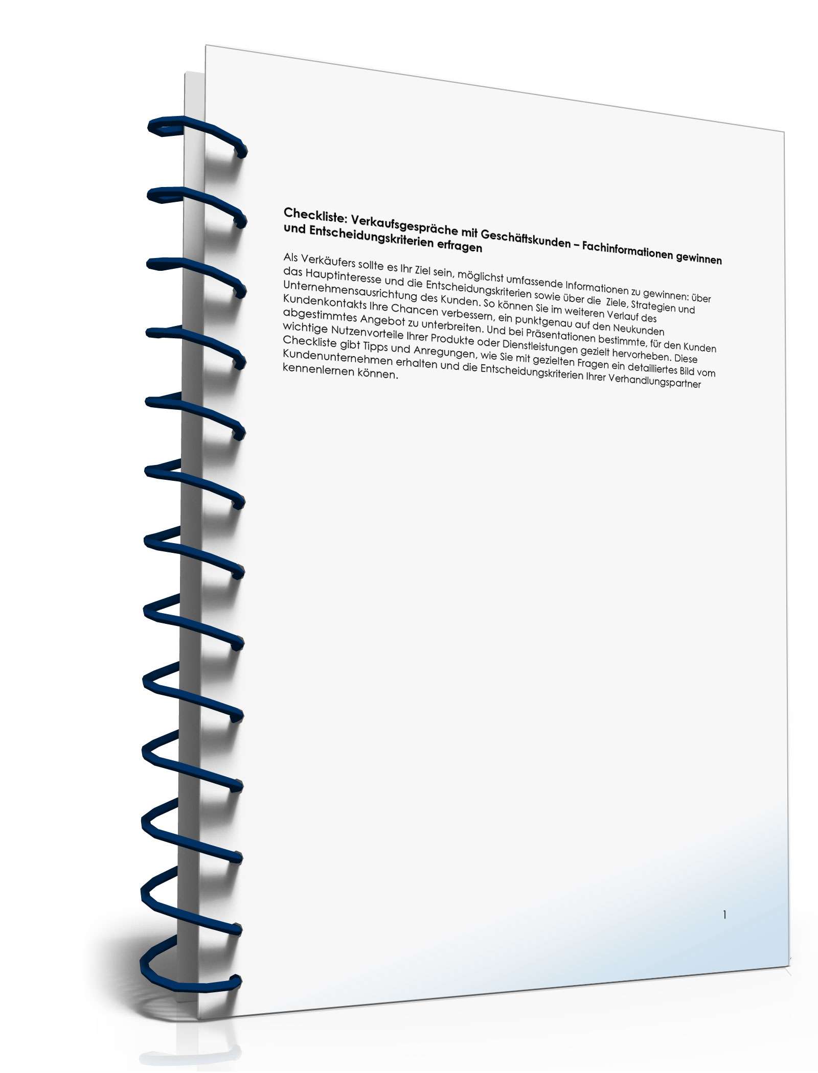 Checkliste Verkaufsgespräche mit Geschäftskunden PDF