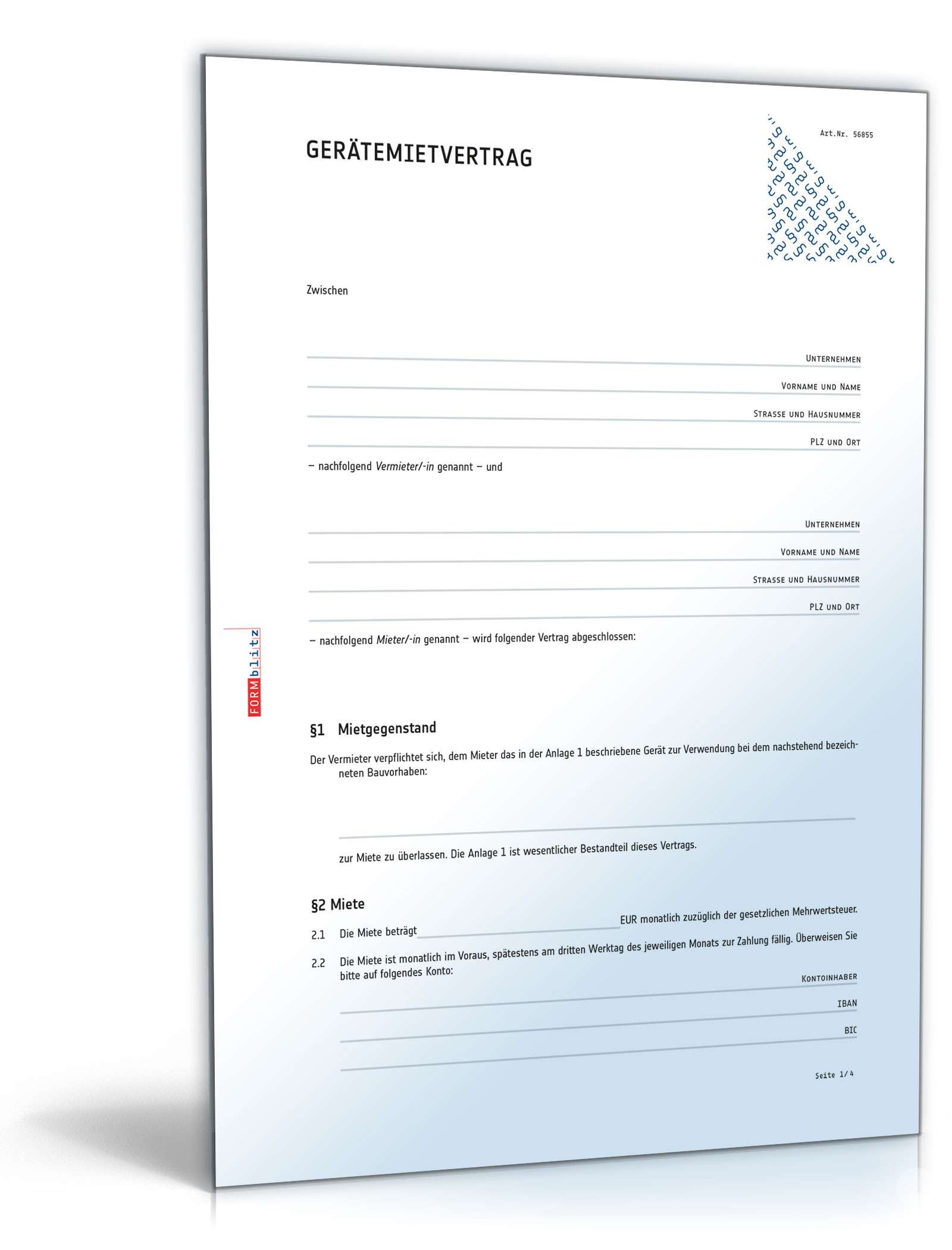 Gerätemietvertrag PDF