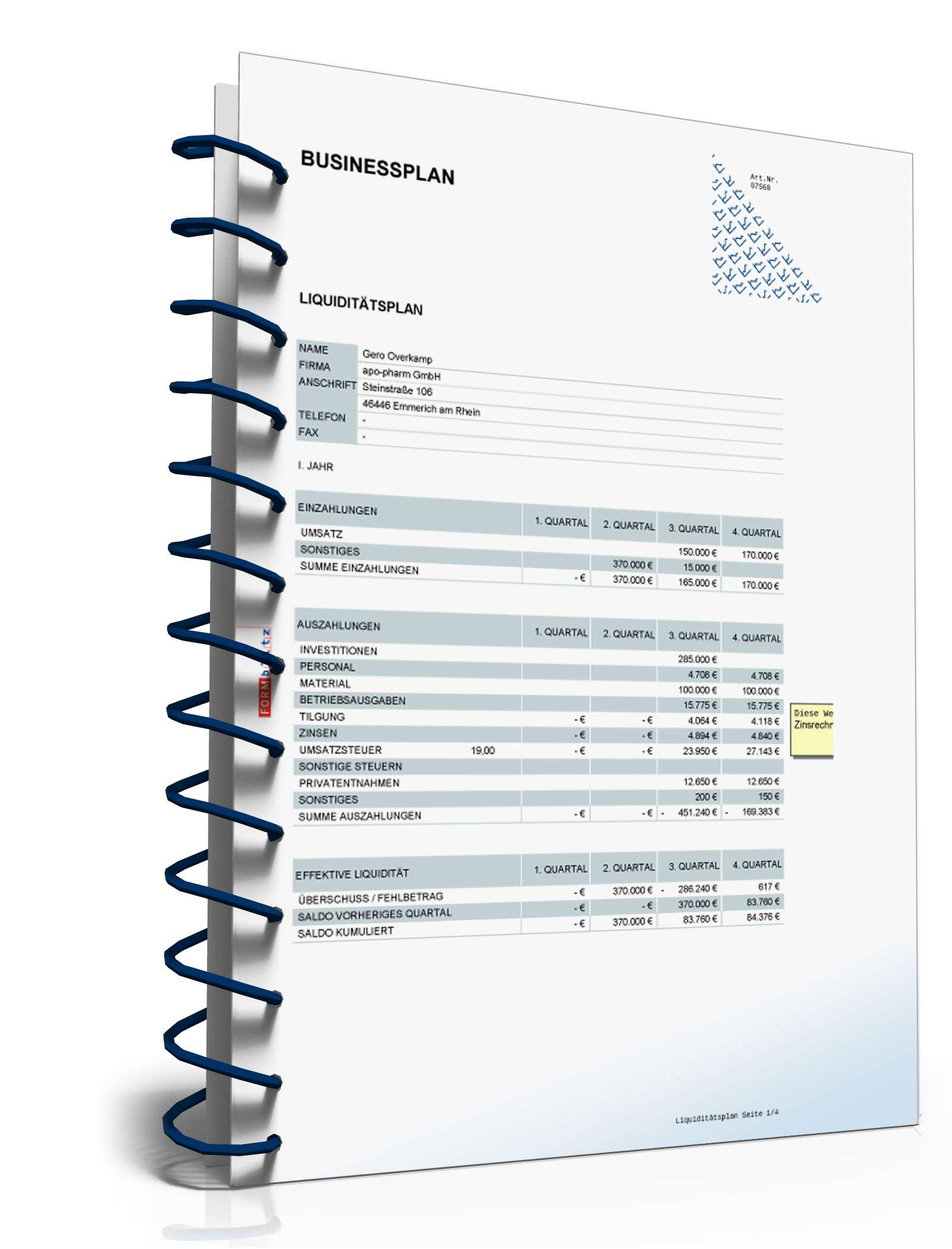Businessplan Internet-Apotheke Excel. Seite: 19