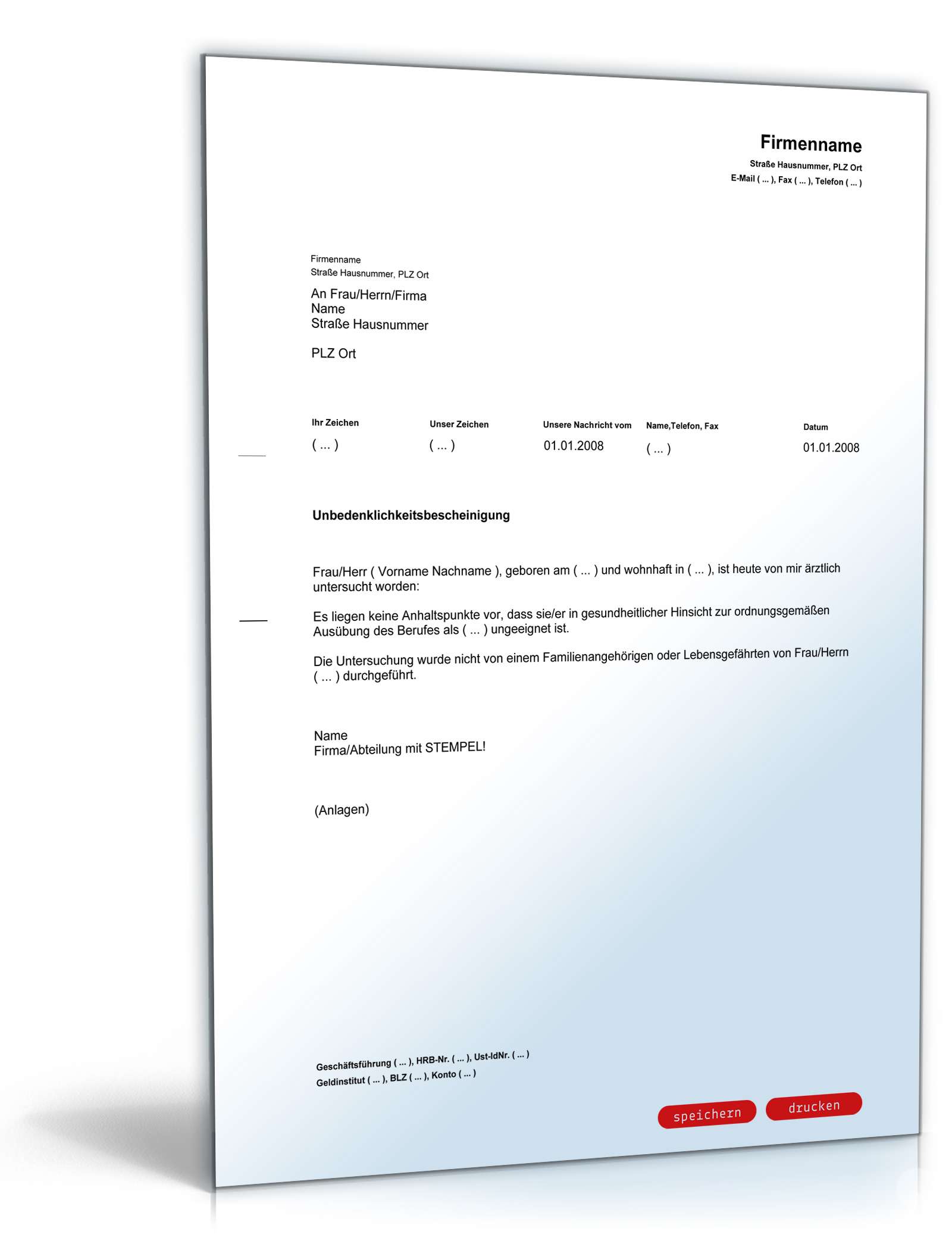 Unbedenklichkeitsbescheinigung Berufsausübung PDF