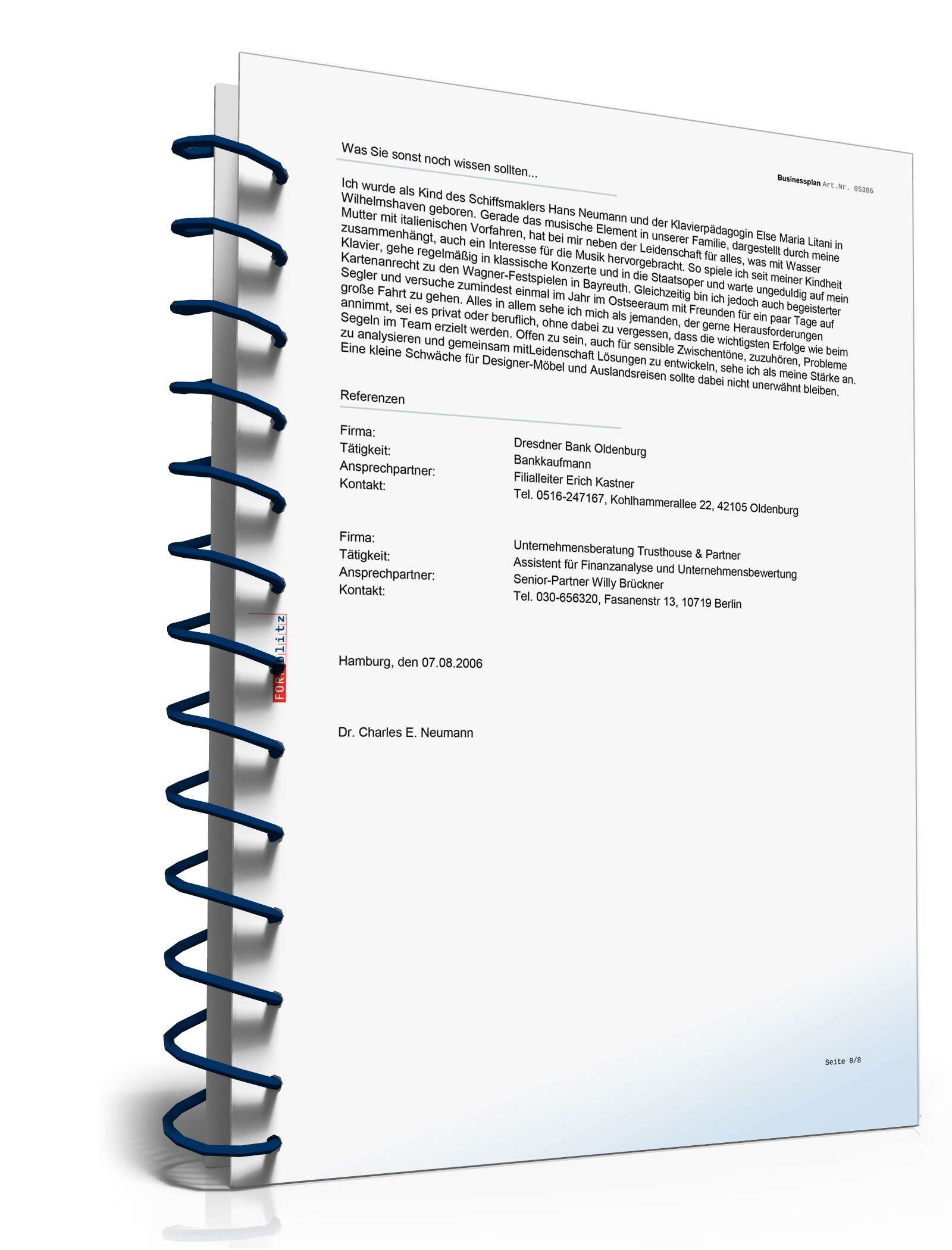 Businessplan und Ratgeber für eine Unternehmensgründung Excel. Seite: 12