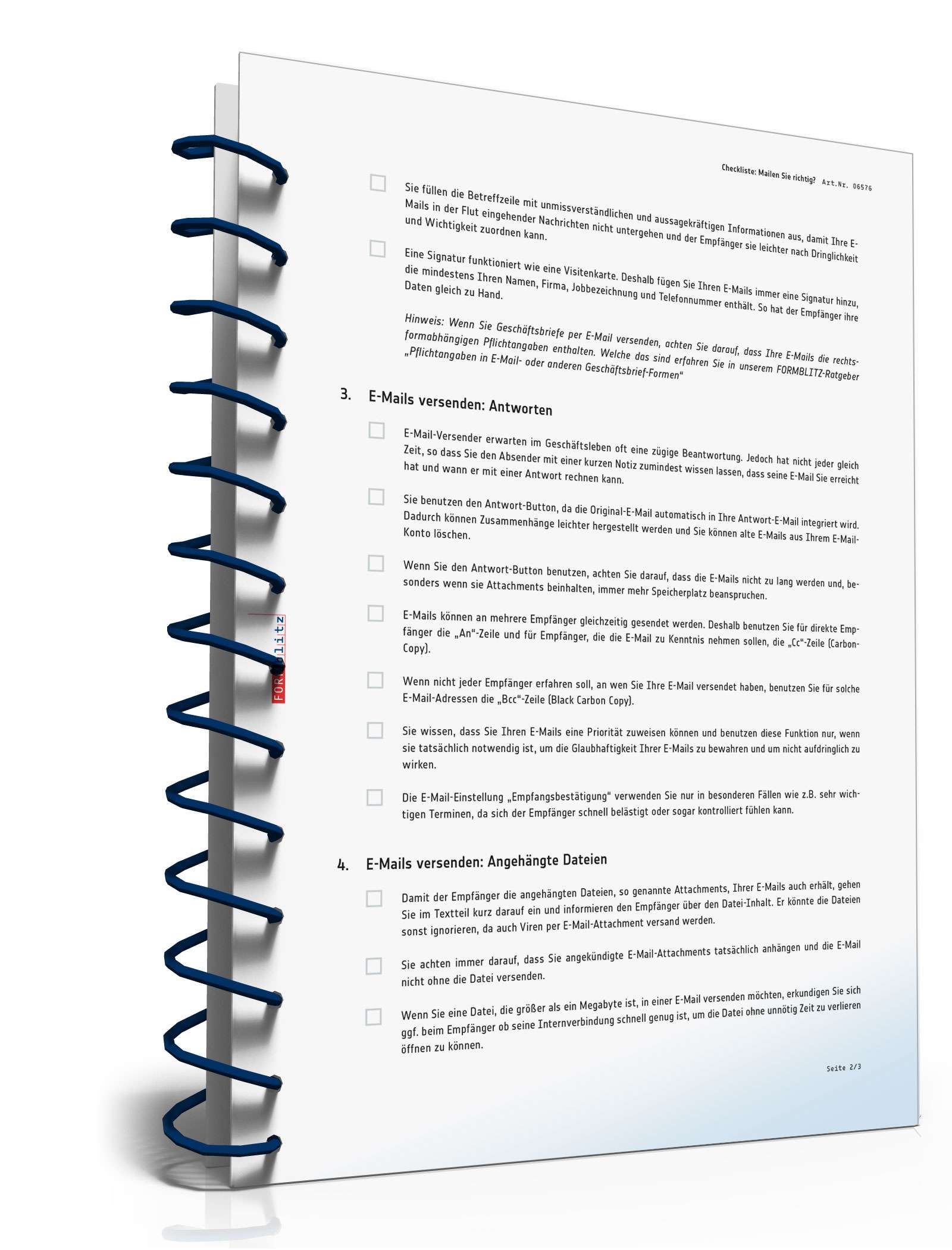 Checkliste E-Mail-Knigge Business PDF. Seite: 2
