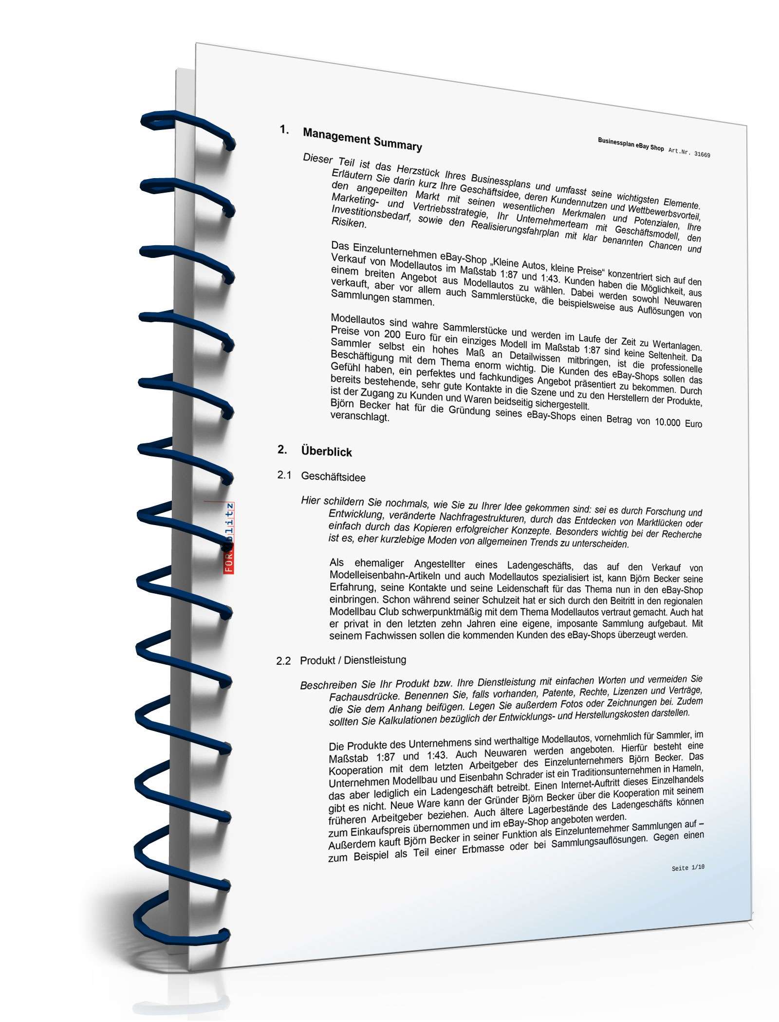 Businessplan eBay-Shop Excel. Seite: 8