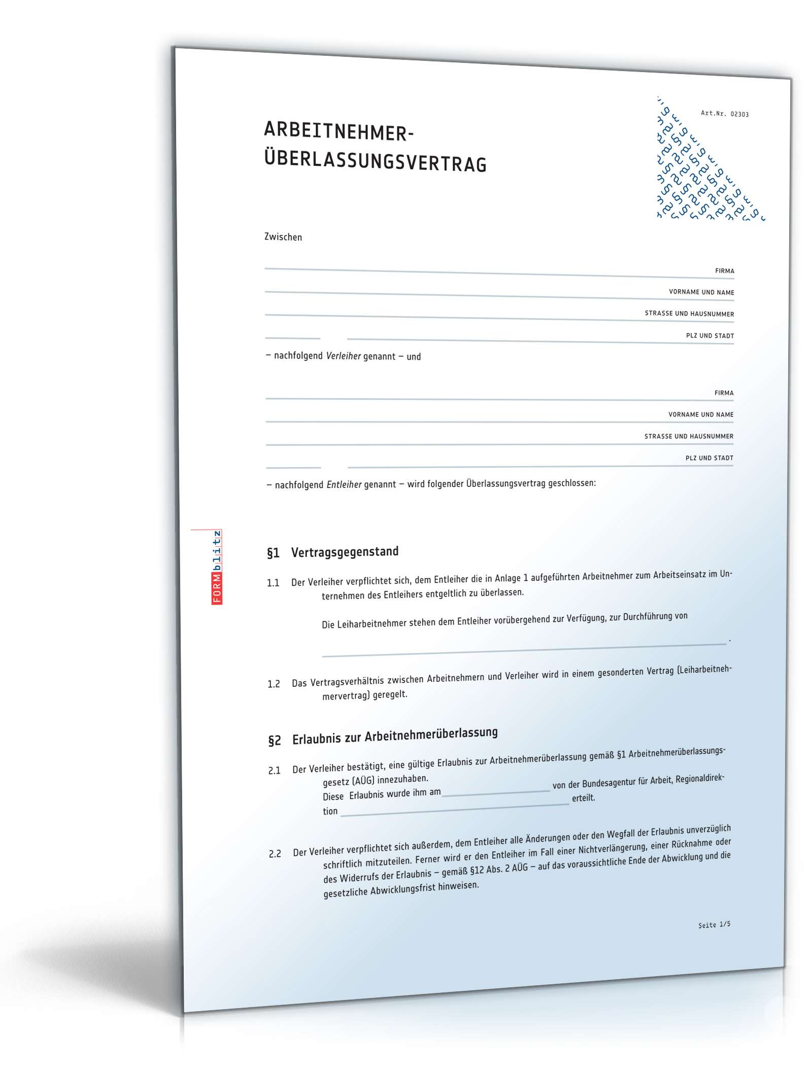 Arbeitnehmerüberlassungsvertrag PDF