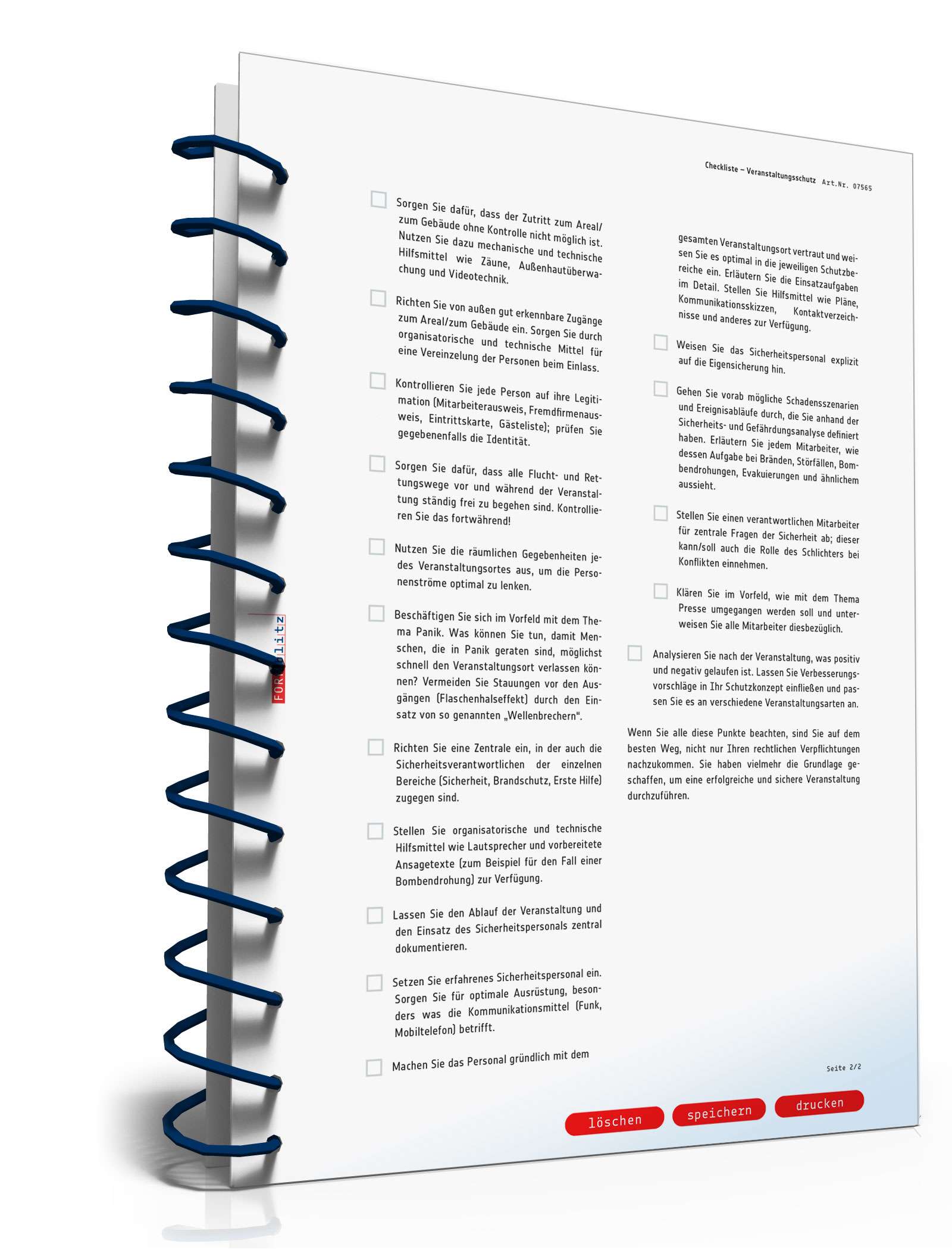 Checkliste Veranstaltungsschutz PDF. Seite: 2