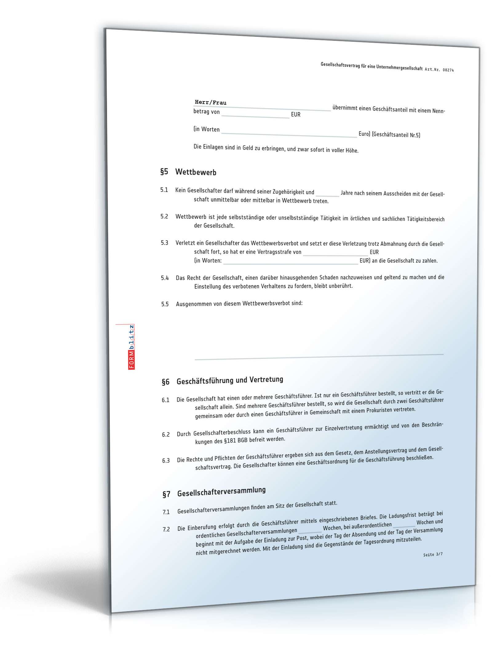 Gesellschaftsvertrag UG PDF. Seite: 3