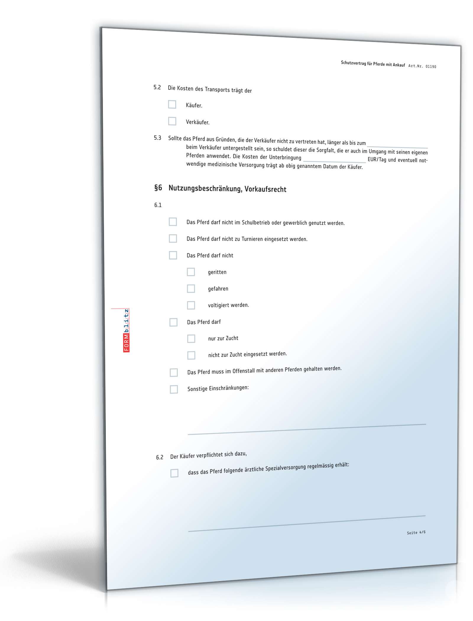 Schutzvertrag Pferde PDF. Seite: 4
