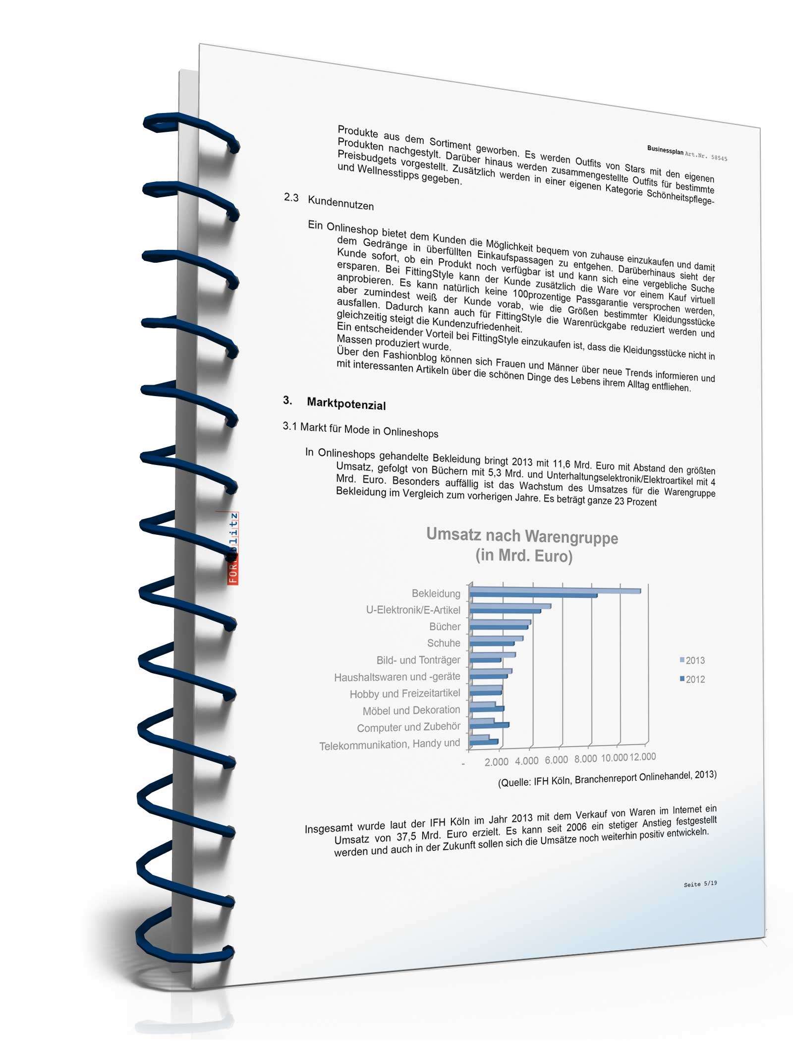 Businessplan Online-Shop für Mode Excel. Seite: 3