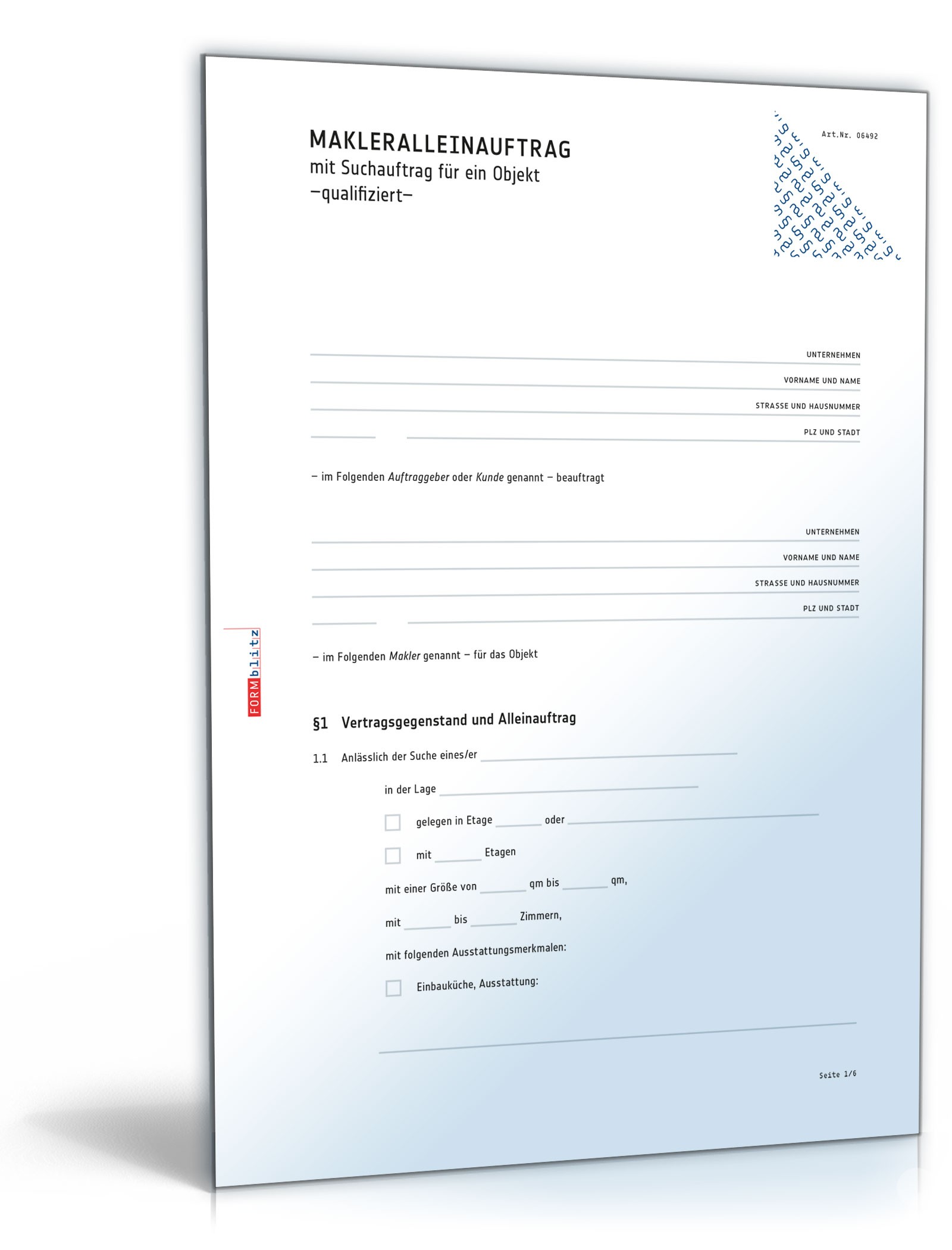 Qualifizierter Makleralleinauftrag Suchauftrag Kaufobjekt PDF