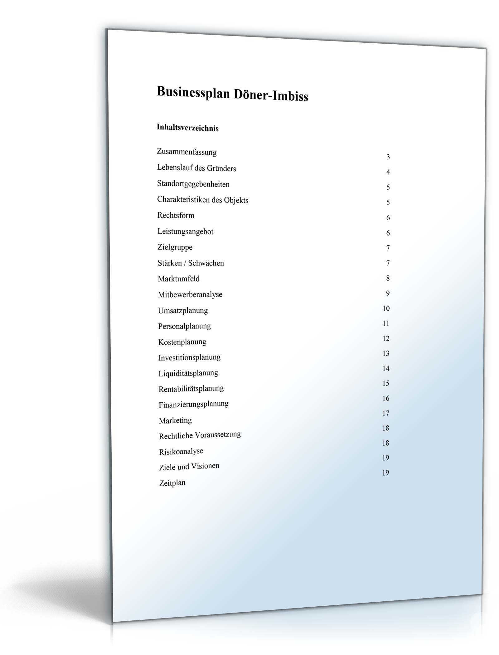 Businessplan Dönerimbiss Excel. Seite: 3