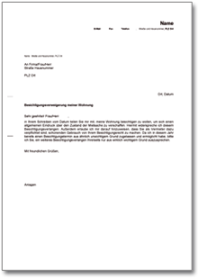 Besichtigungsverweigerung Mieter Word