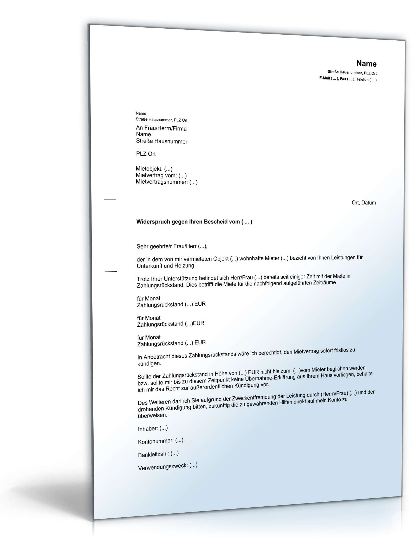 Benachrichtigung Zweckentfremdung Sozialleistung PDF