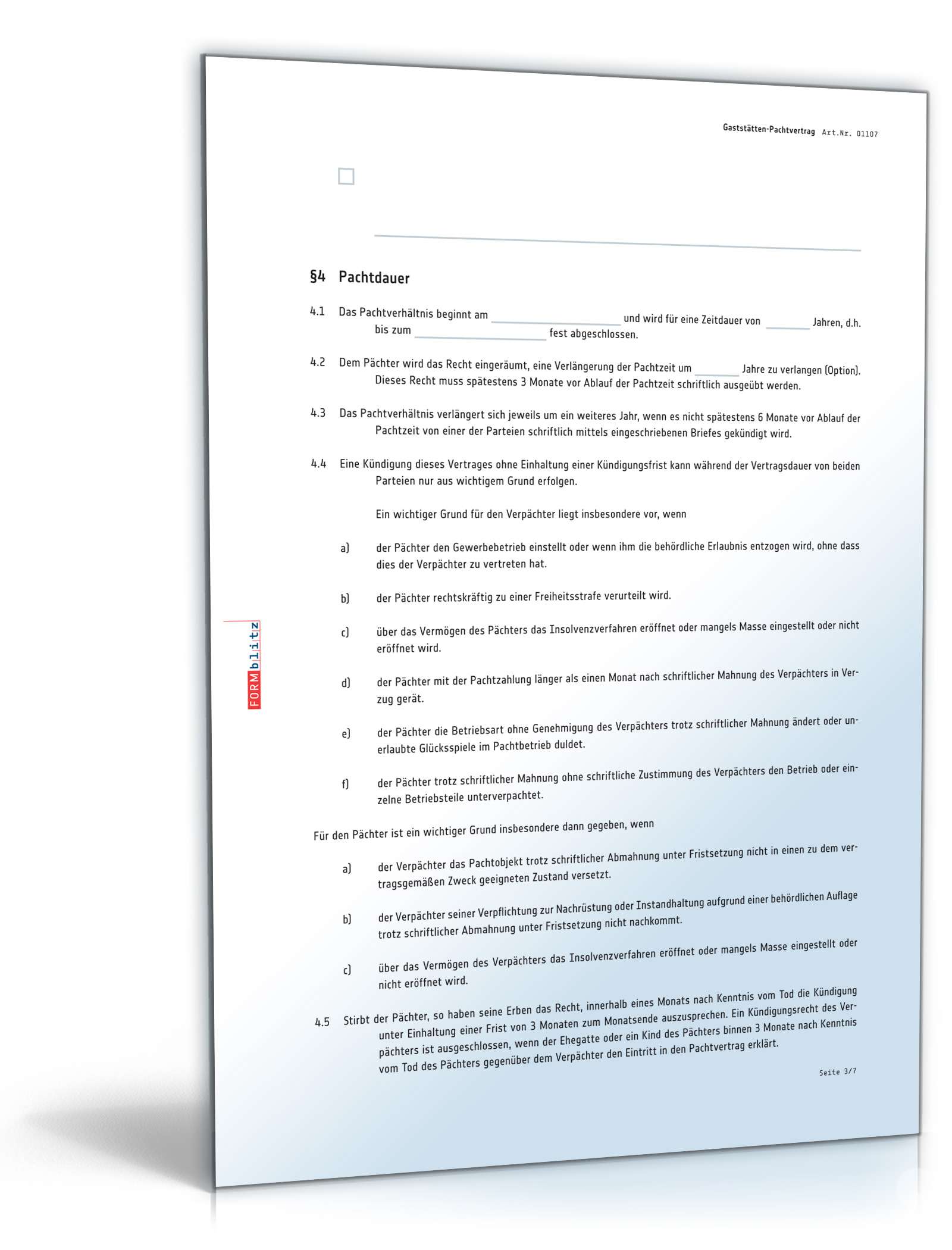 Pachtvertrag Gaststätte PDF. Seite: 3