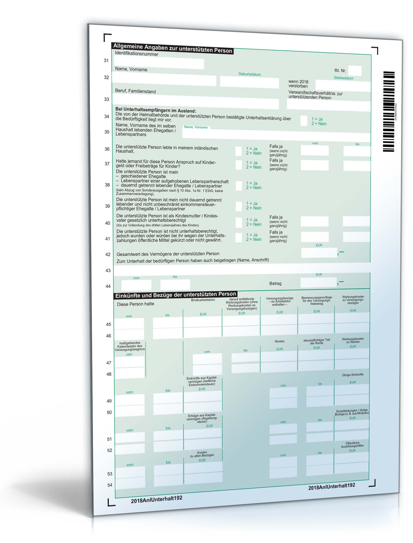 Anlage Unterhalt 2018 PDF. Seite: 2