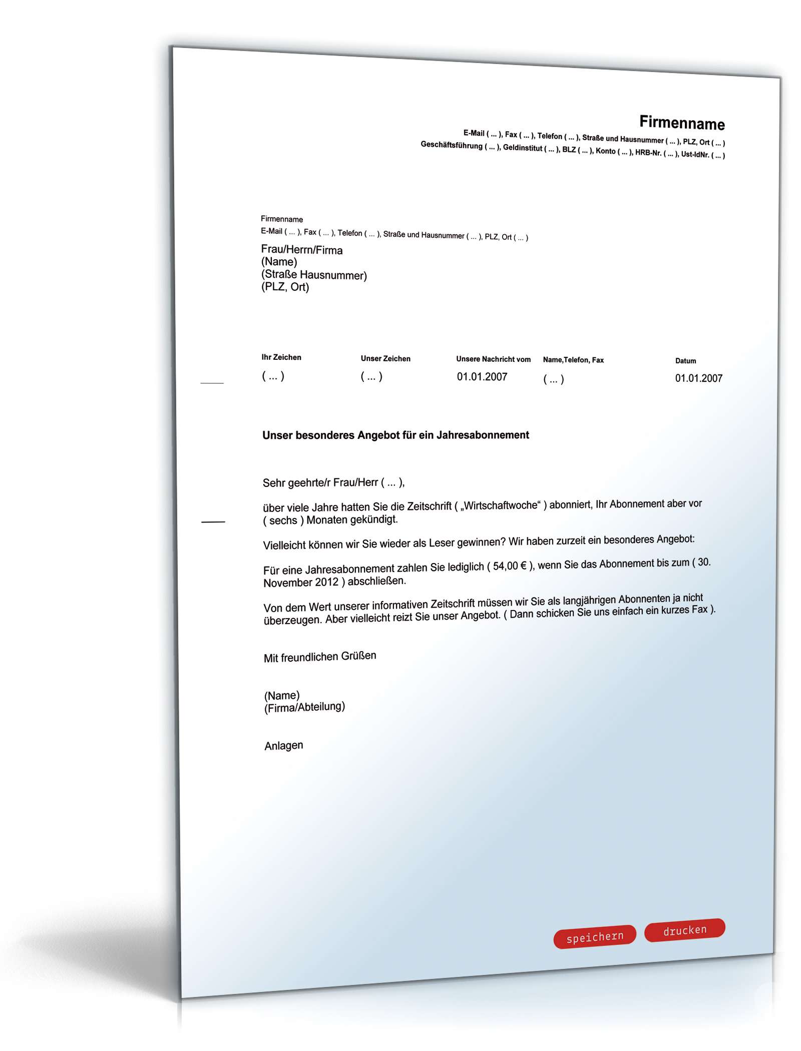 Werbebrief für ein Zeitschriftenabonnement PDF