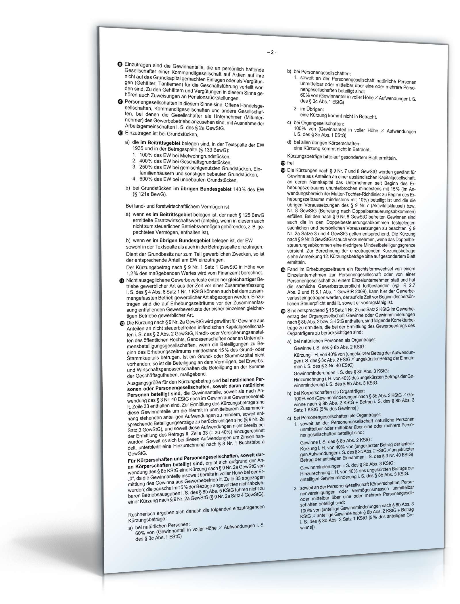 Anleitung zur Gewerbesteuererklärung 2010 PDF. Seite: 2