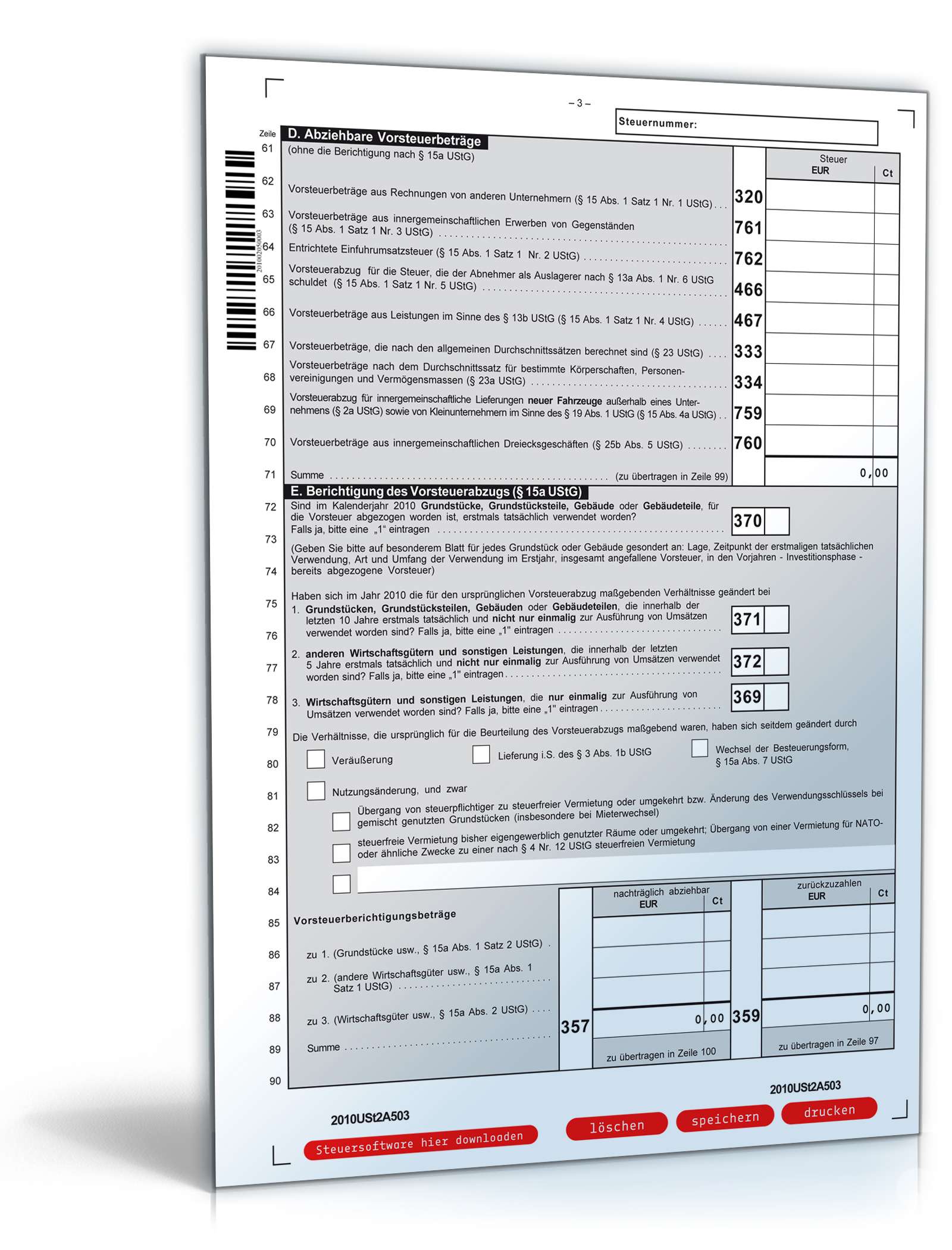 Umsatzsteuererklärung 2010  PDF. Seite: 3