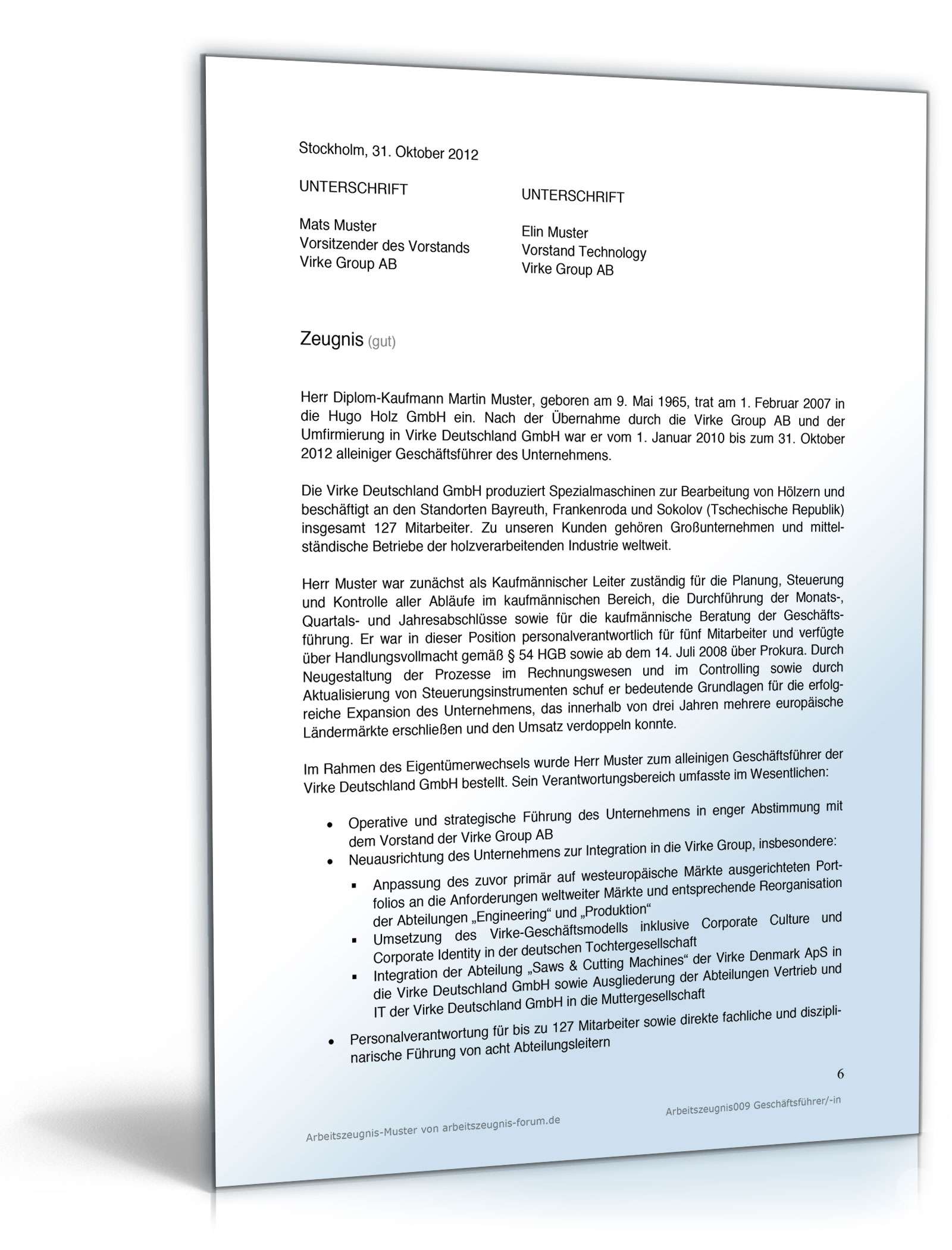 Arbeitszeugnis Geschäftsführer  PDF. Seite: 6