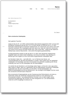 Bitte um Zuweisung schulisches Arbeitszimmer Word