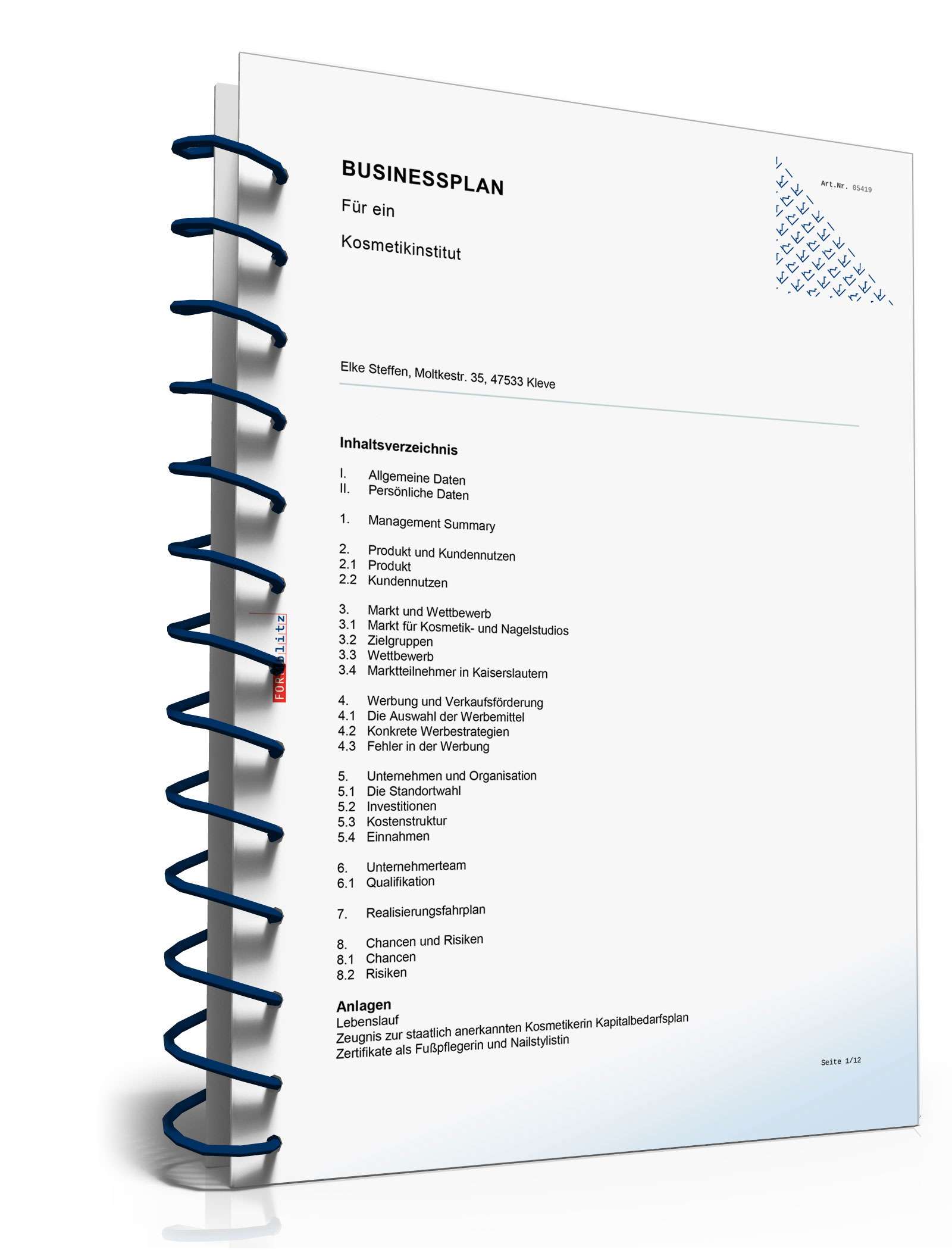 Businessplan Kosmetikstudio Excel. Seite: 4
