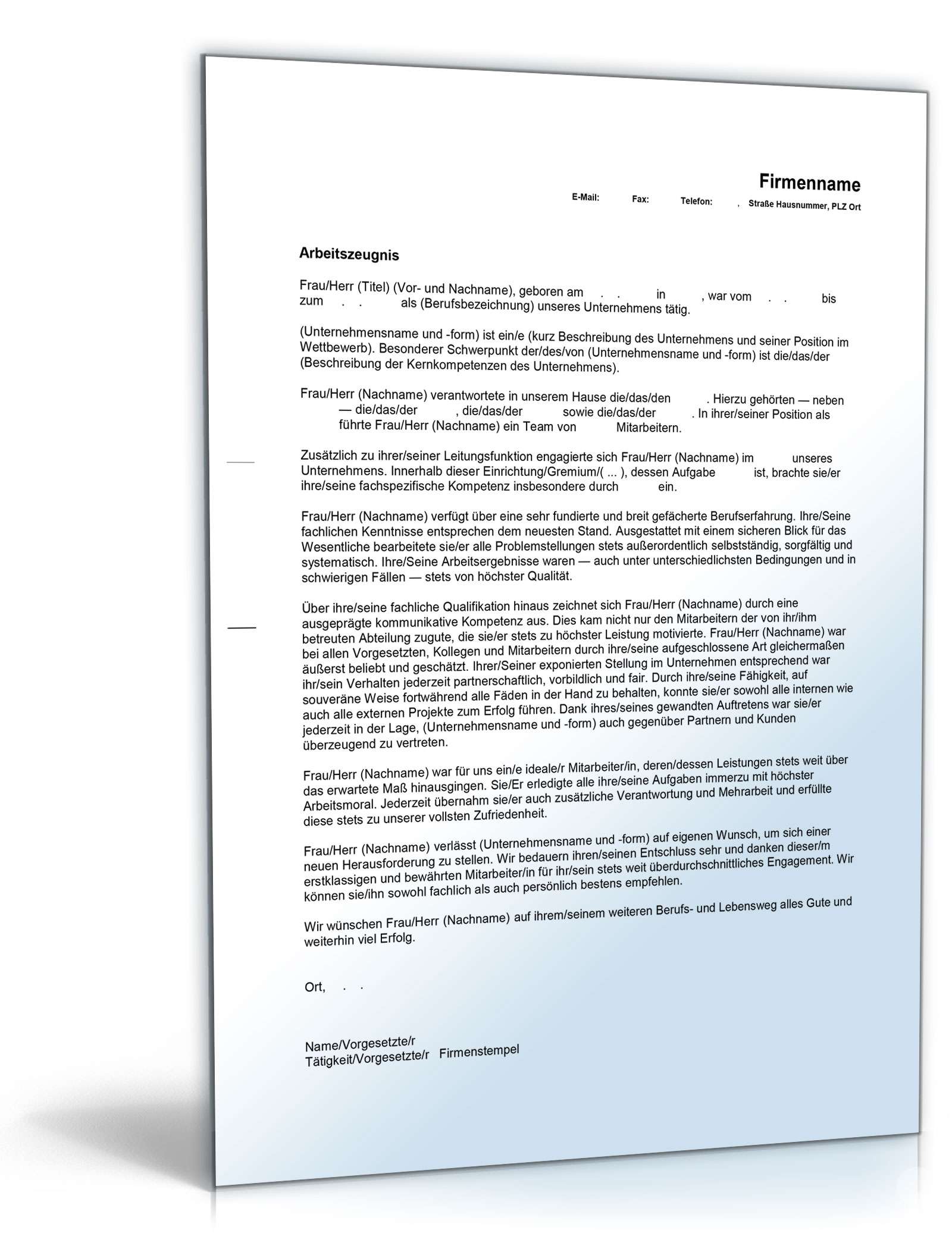 Arbeitszeugnis Führungskraft Excel. Seite: 4