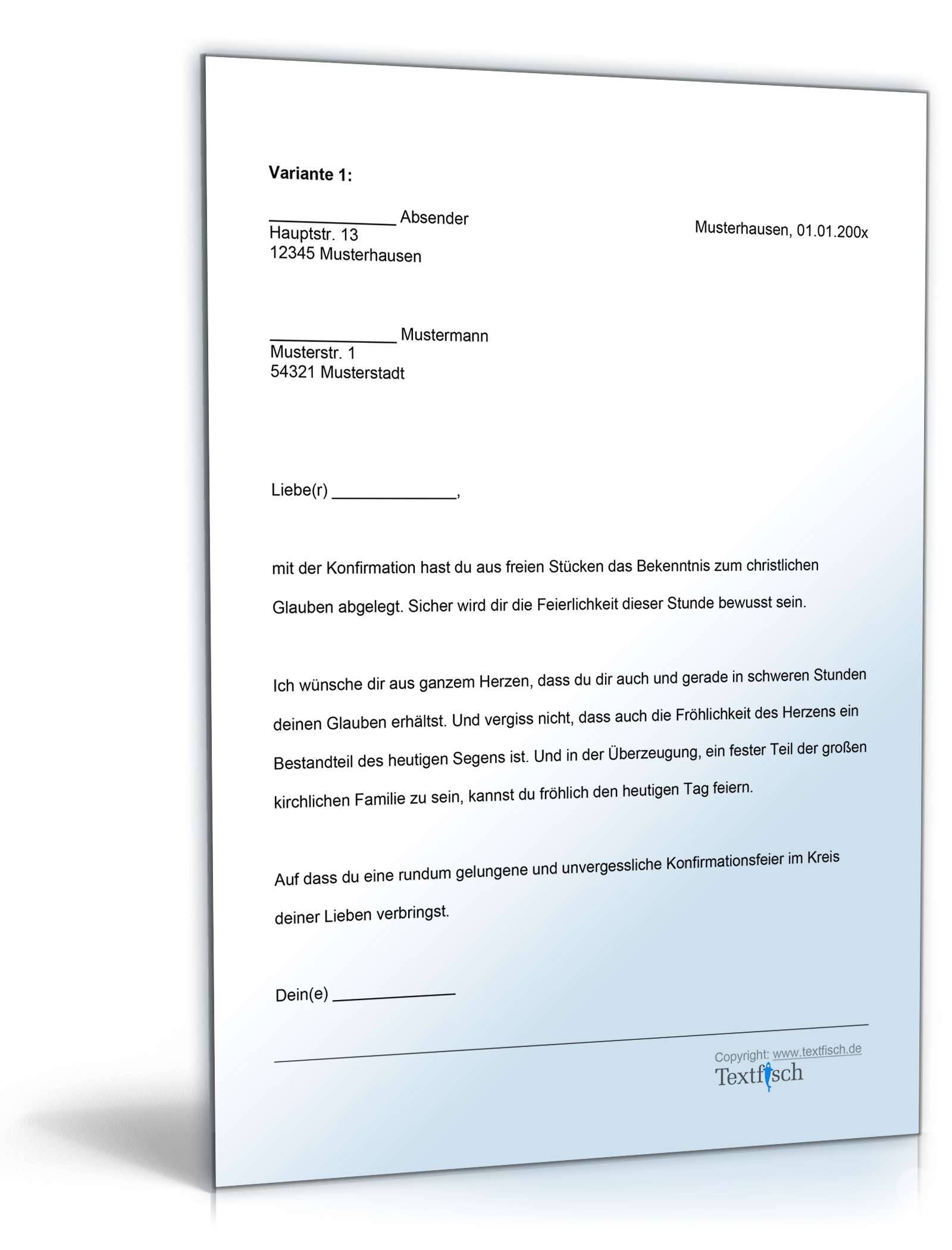 Gratulation Konfirmation Word